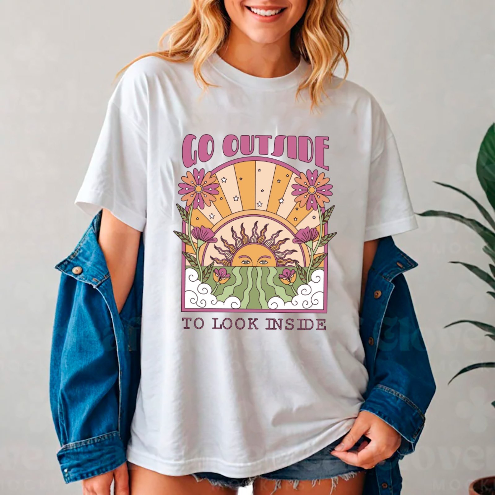 Camiseta Ousy Go Outside Oversized Feminina Branco