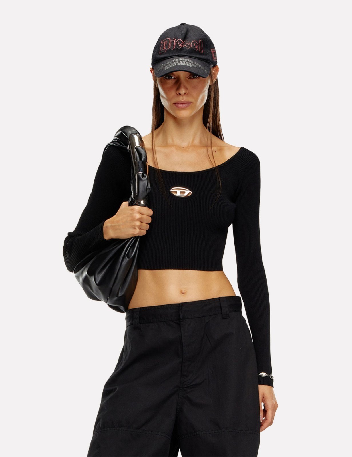 Blusa Diesel Feminina Cropped M-Vera-Ls Knitwear Preta