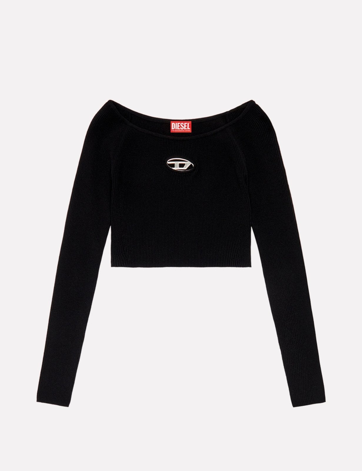 Vista 3 Blusa Diesel Feminina Cropped M-Vera-Ls Knitwear Preta preto Diesel preto