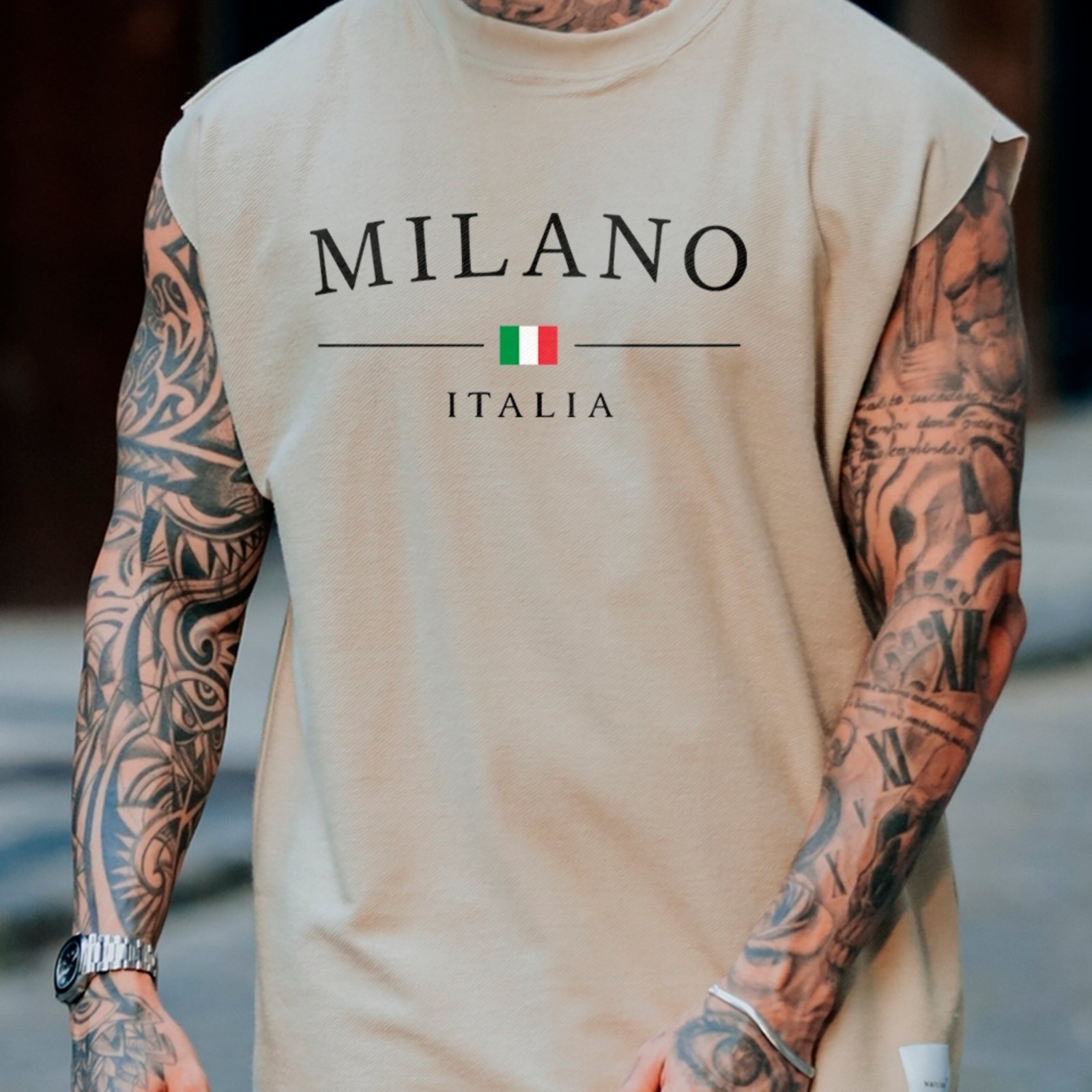 Camiseta Regata Machão Milano Italia Street Style Fashion Off White