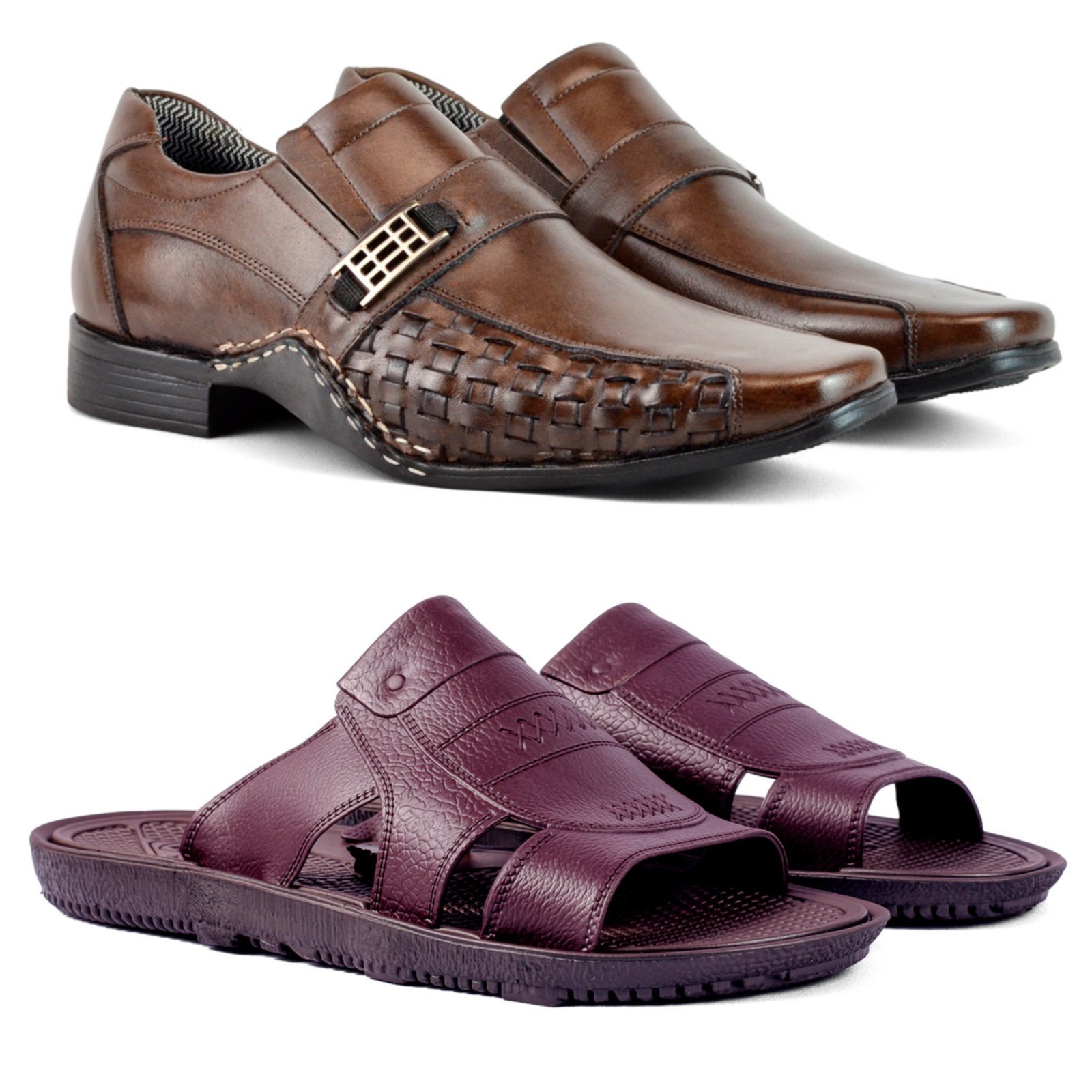 Kit Masculino Herlim Sapato Social Chinelo Ortopédico Anatômico Café