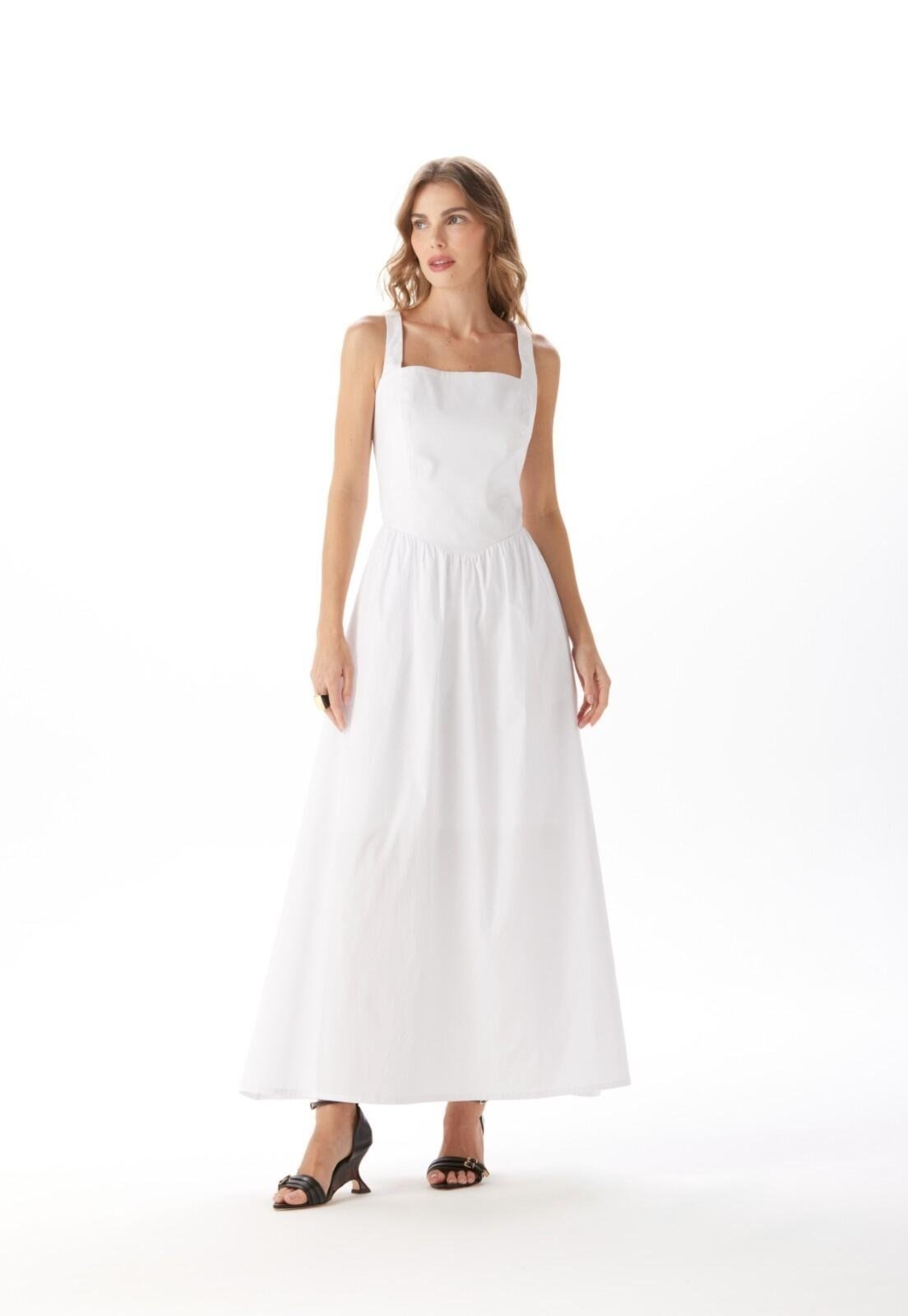 Vista 2 Vestido Longo Alças Largas Traymon Traymon branco