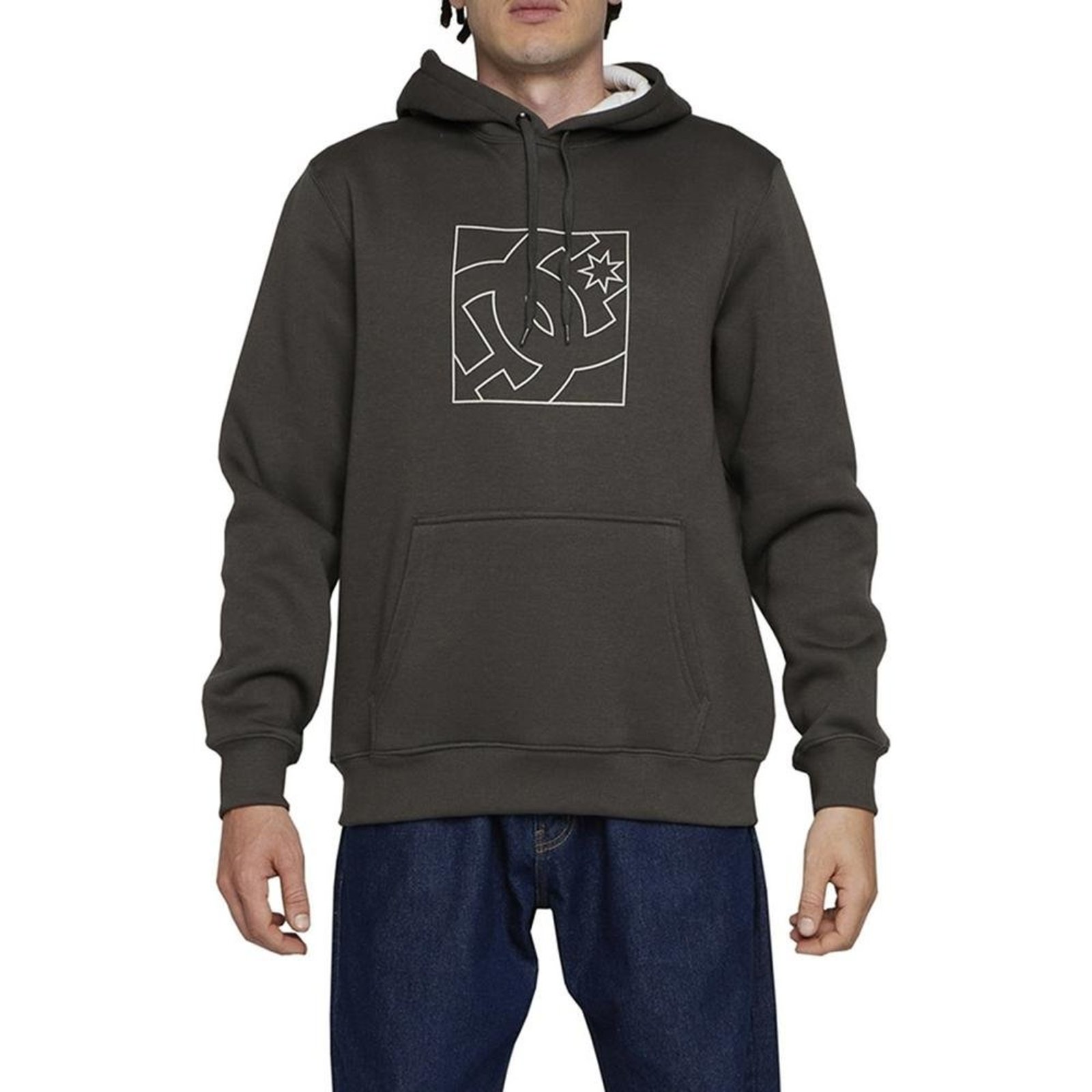 Moletom DC Shoes Canguru FB Outline 305G WT24 Cinza Escuro