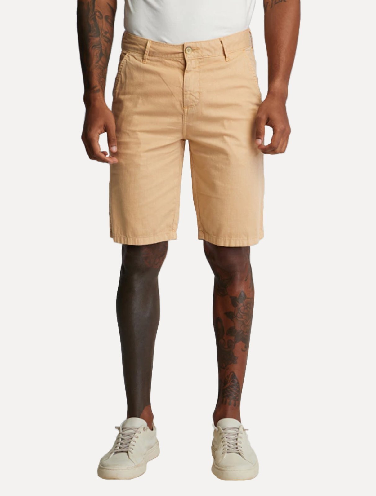 Vista 2 Bermuda King & Joe Masculina Sarja Slim Flamê cáqui King & Joe cáqui
