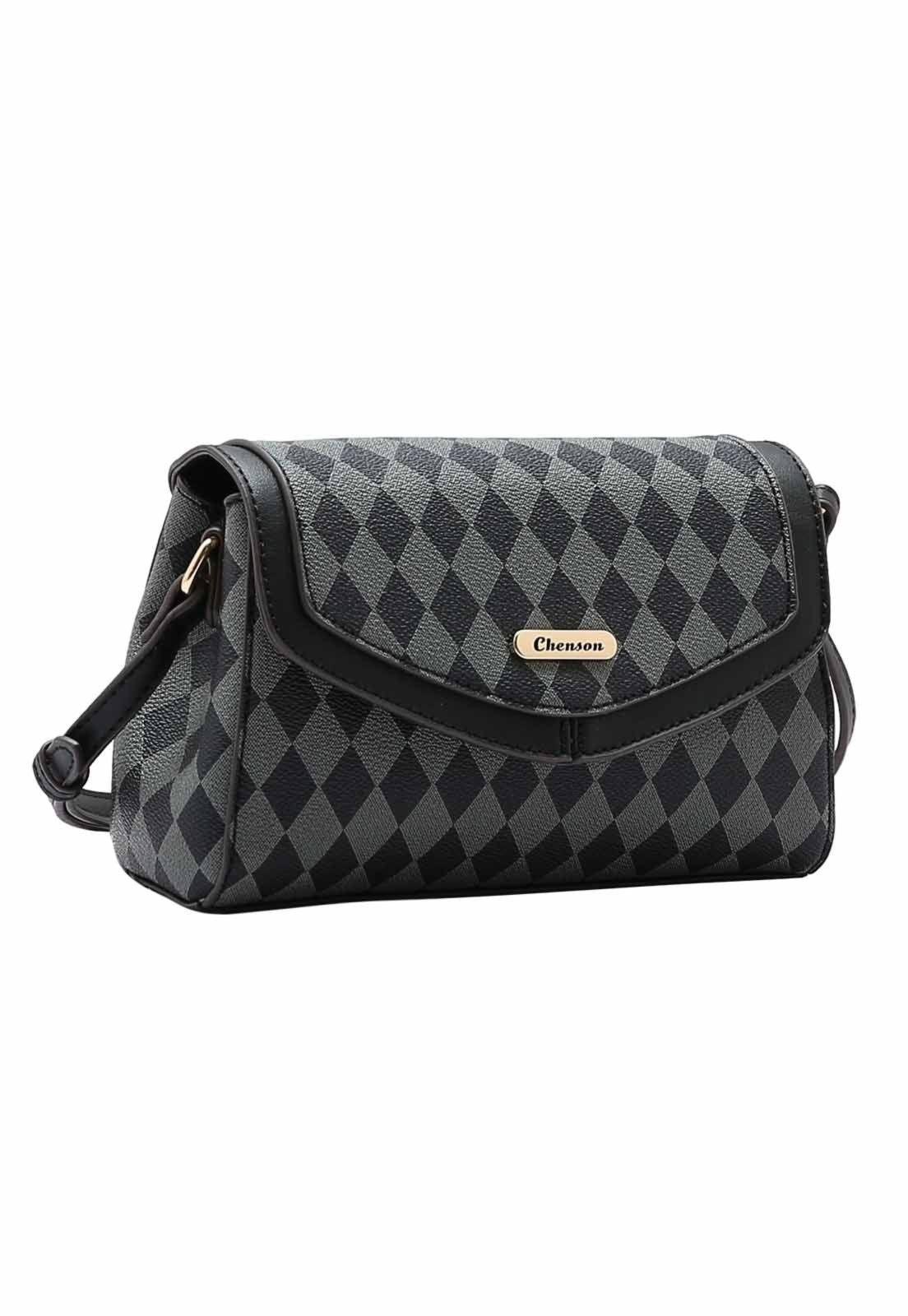 Bolsa Feminina Chenson Original Geométrica Transversal Preto 3484855