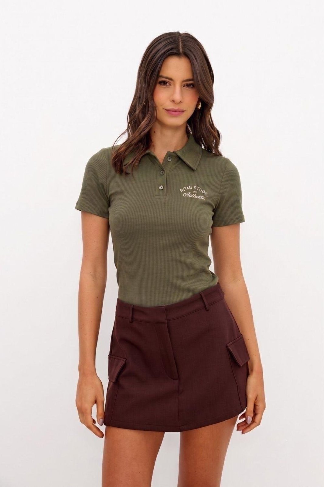 Blusa Gola Polo Manga Curta Ritmi Studio Verde