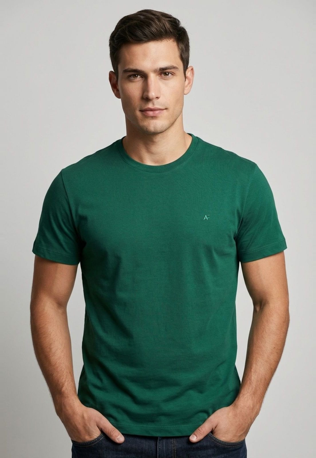 Camiseta Masculina Aramis Logo Bordado Verde