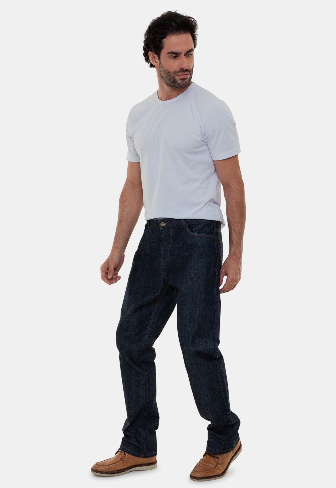 Calça Jeans Plus Size Masculina Versatti Reta Azul Rússia