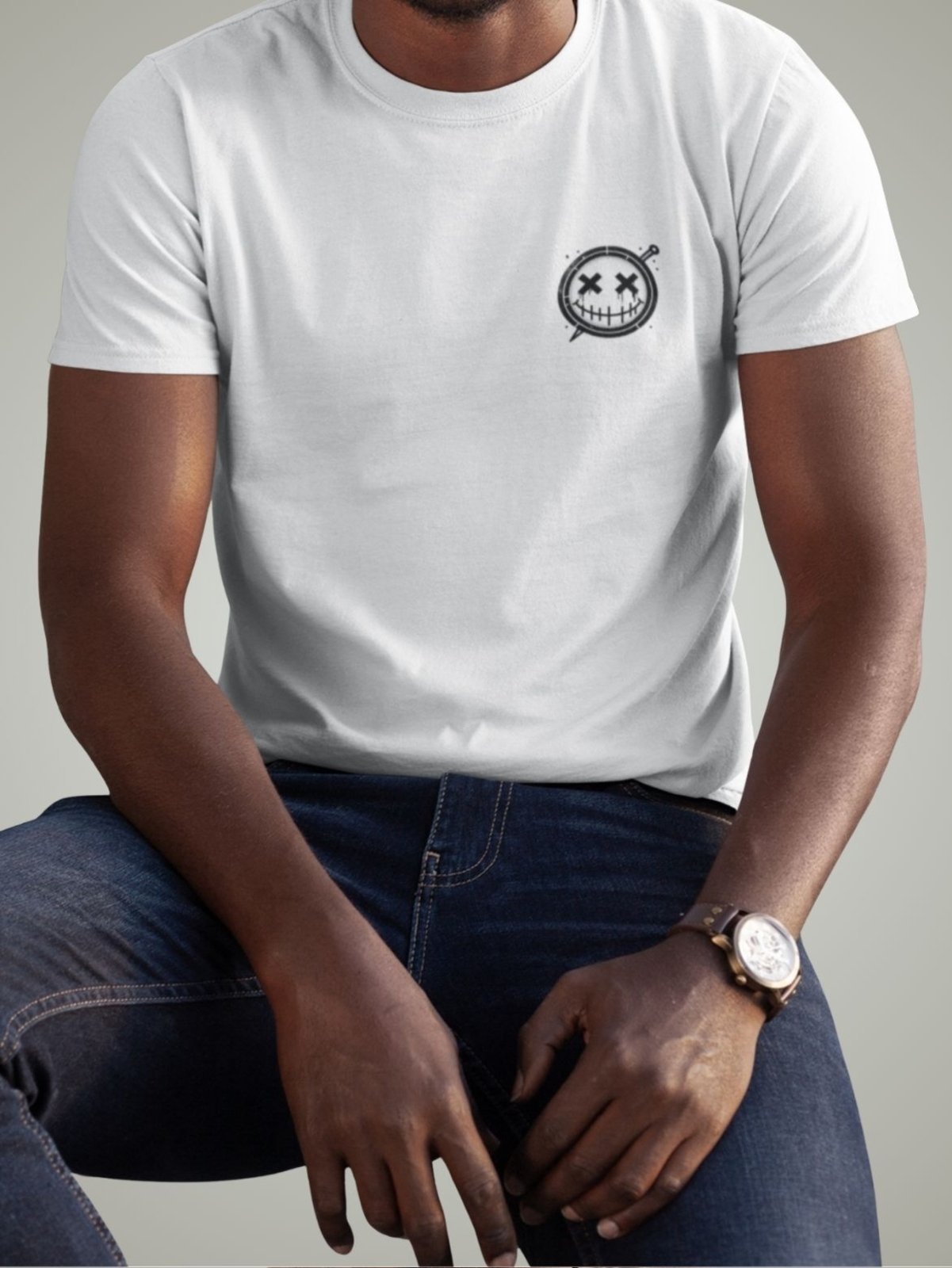 Camiseta Masculina Plus Size Premium Confortável T-shirt Estampada Smile Peito Branco