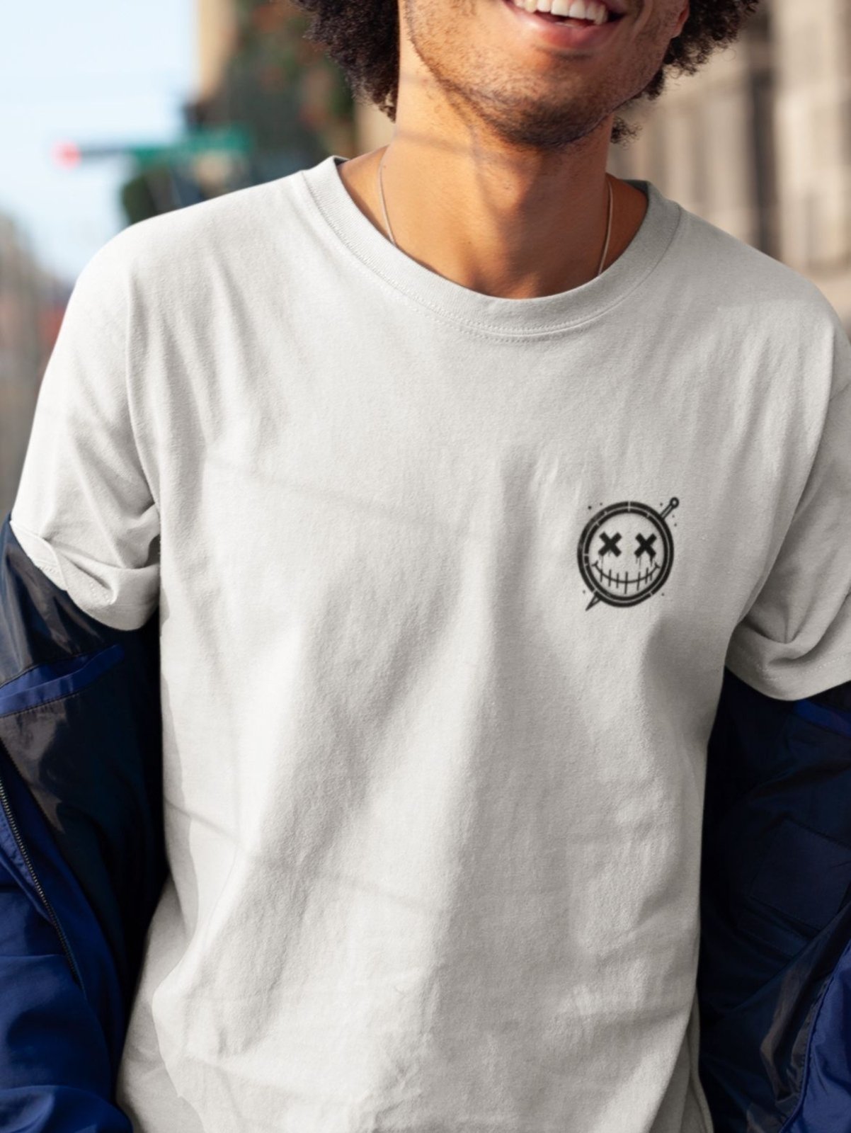 Vista 3 Camiseta Masculina Plus Size Premium Confortável T-shirt Estampada Smile Peito Gugi preto Gugi preto