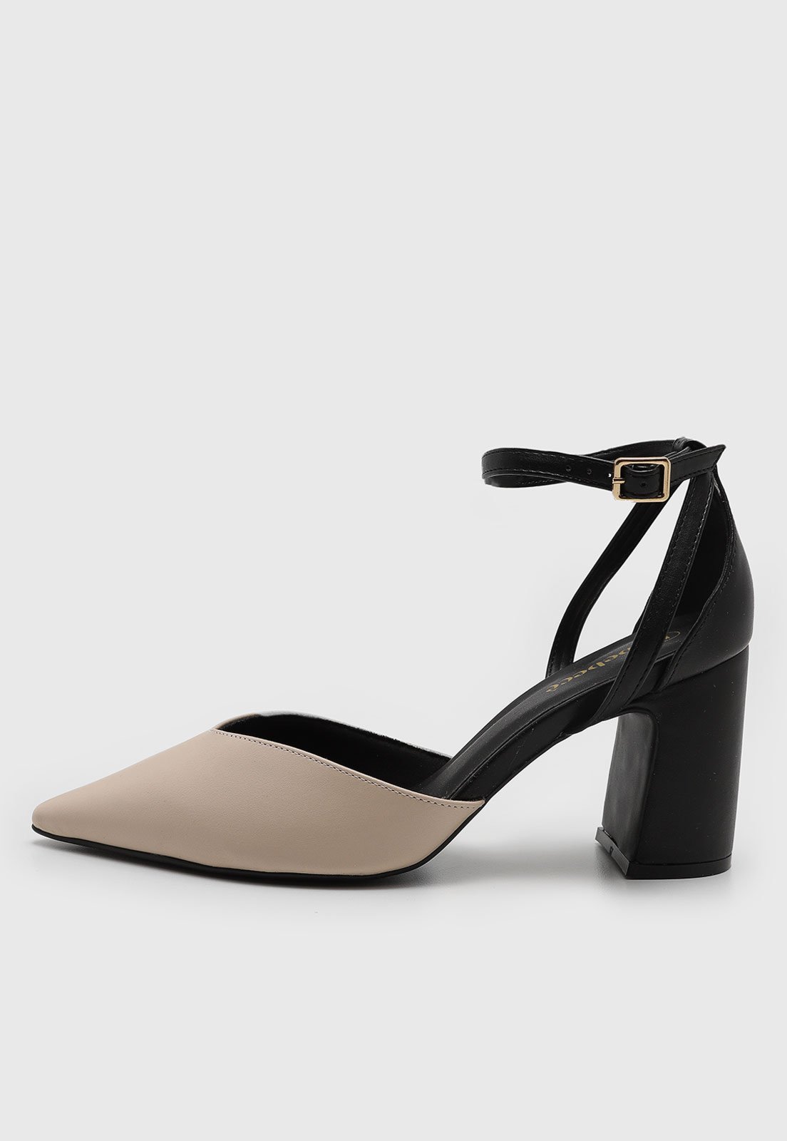 Scarpin Feminino cê Salto Médio Bico Fino Nude