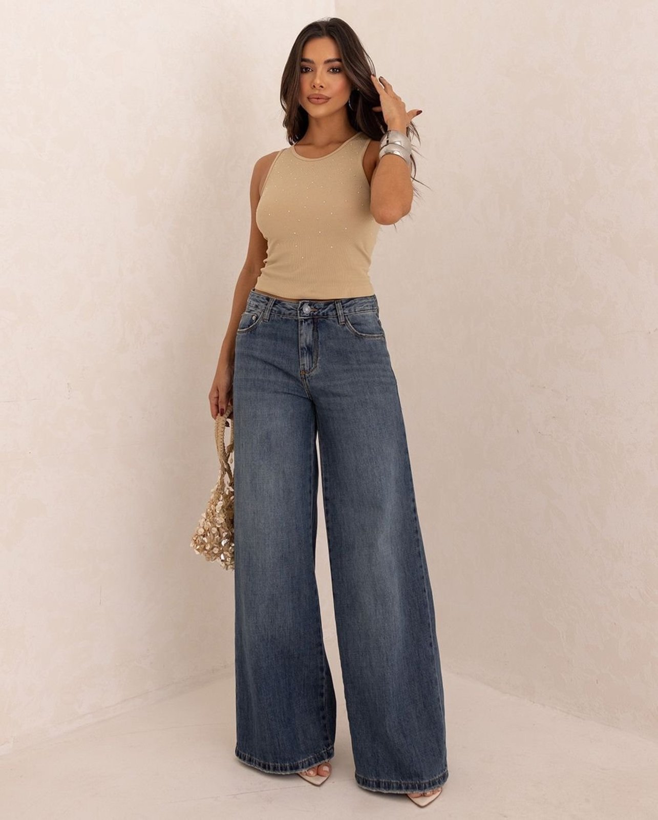 Calça Jeans Wide Leg Feminina Relaxed 25377 Sky Sujinho Consciência