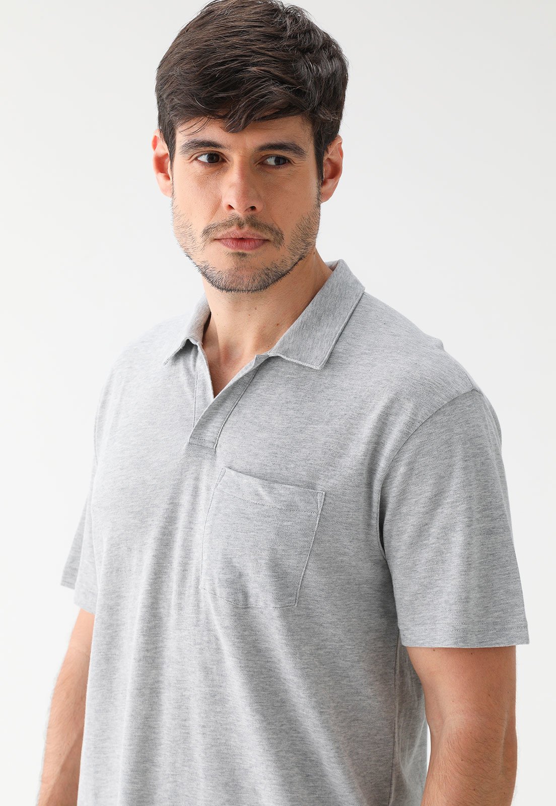 Vista 2 Camisa Polo GAP Reta Bolso cinza GAP cinza