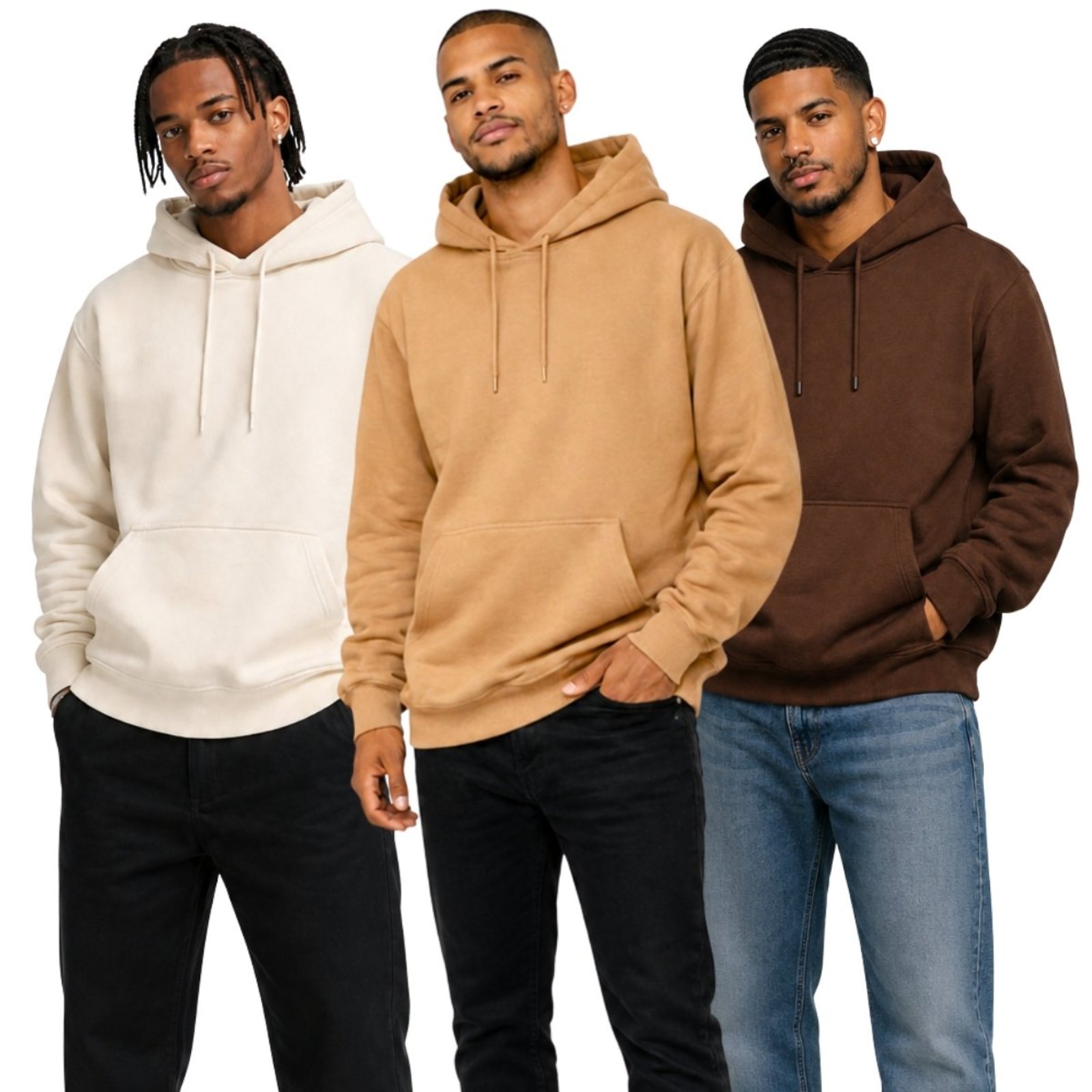 Kit 3 Blusa de Frio Moletom Liso Casaco Canguru Fechado Com Capuz Inverno Estiloso Relaxado