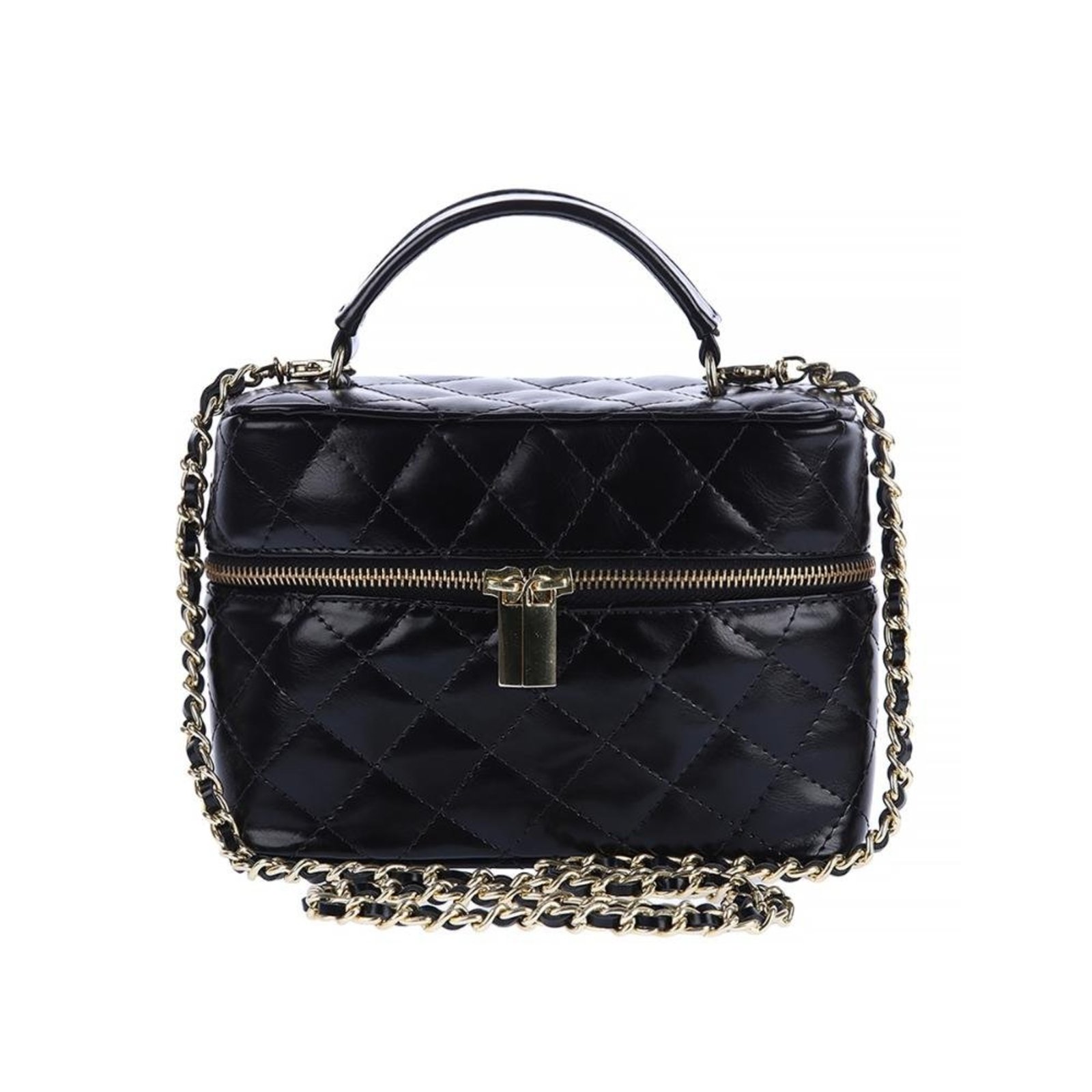 Thay - Bolsa Feminina Matelassê Preta com Alça de Corrente Preto