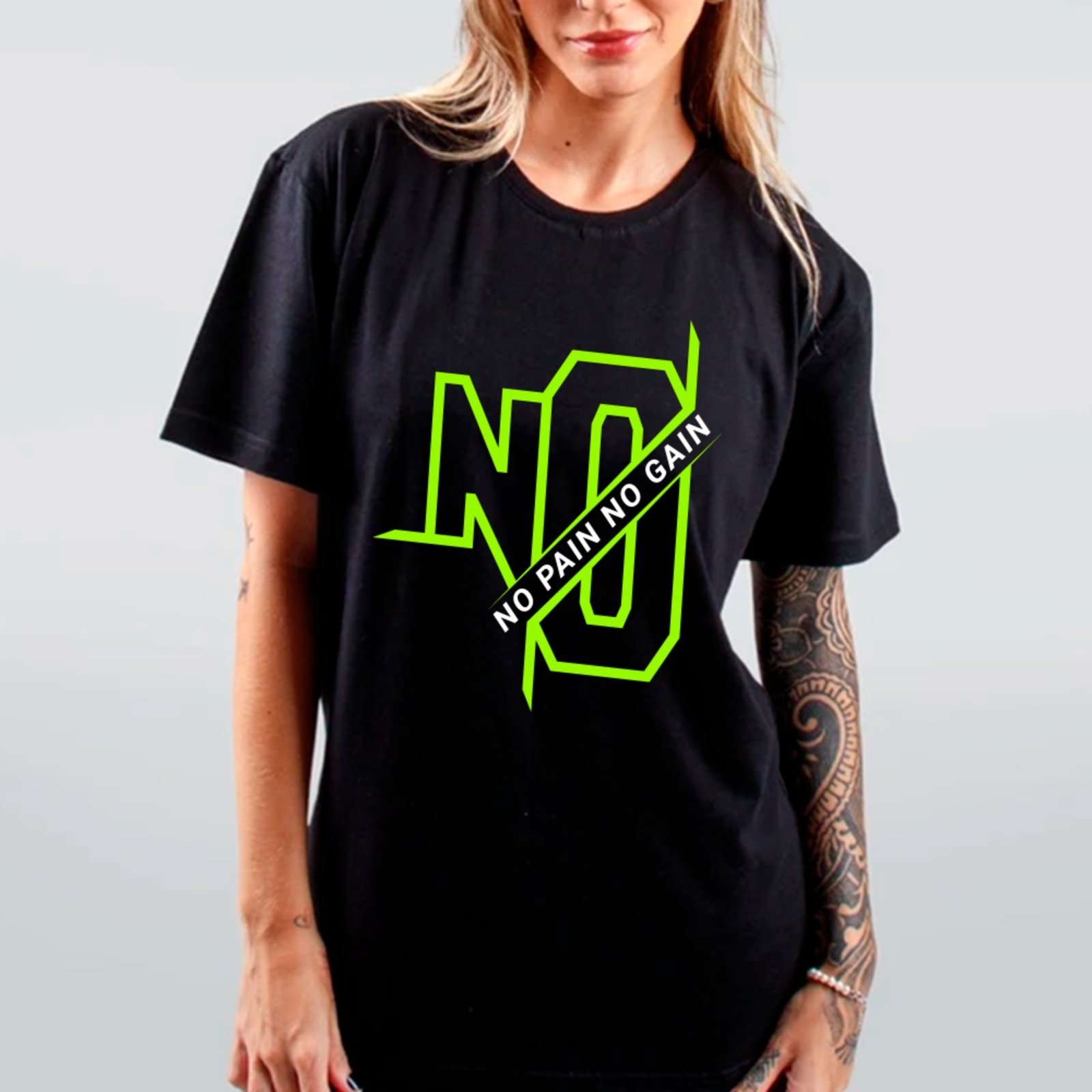 Camiseta Ousy No Pain No Gain Academia Oversized Unissex Preto