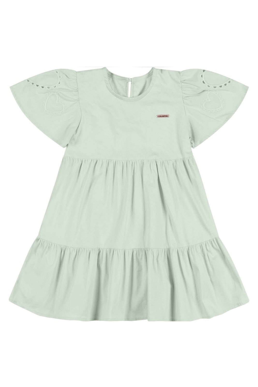 Infantil - Vestido Menina Corações Bordado Colorittá Verde