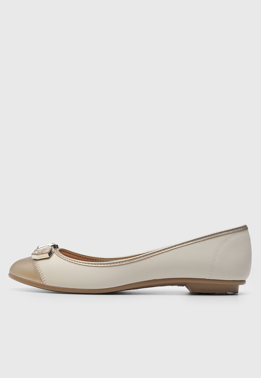Vista 2 Sapatilha Feminina Moleca Detalhe Metálico Off-white off-white white off-white white
