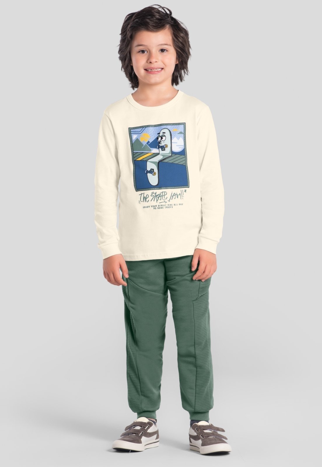 Infantil - Conjunto menino estampa em gel de skate Brandili