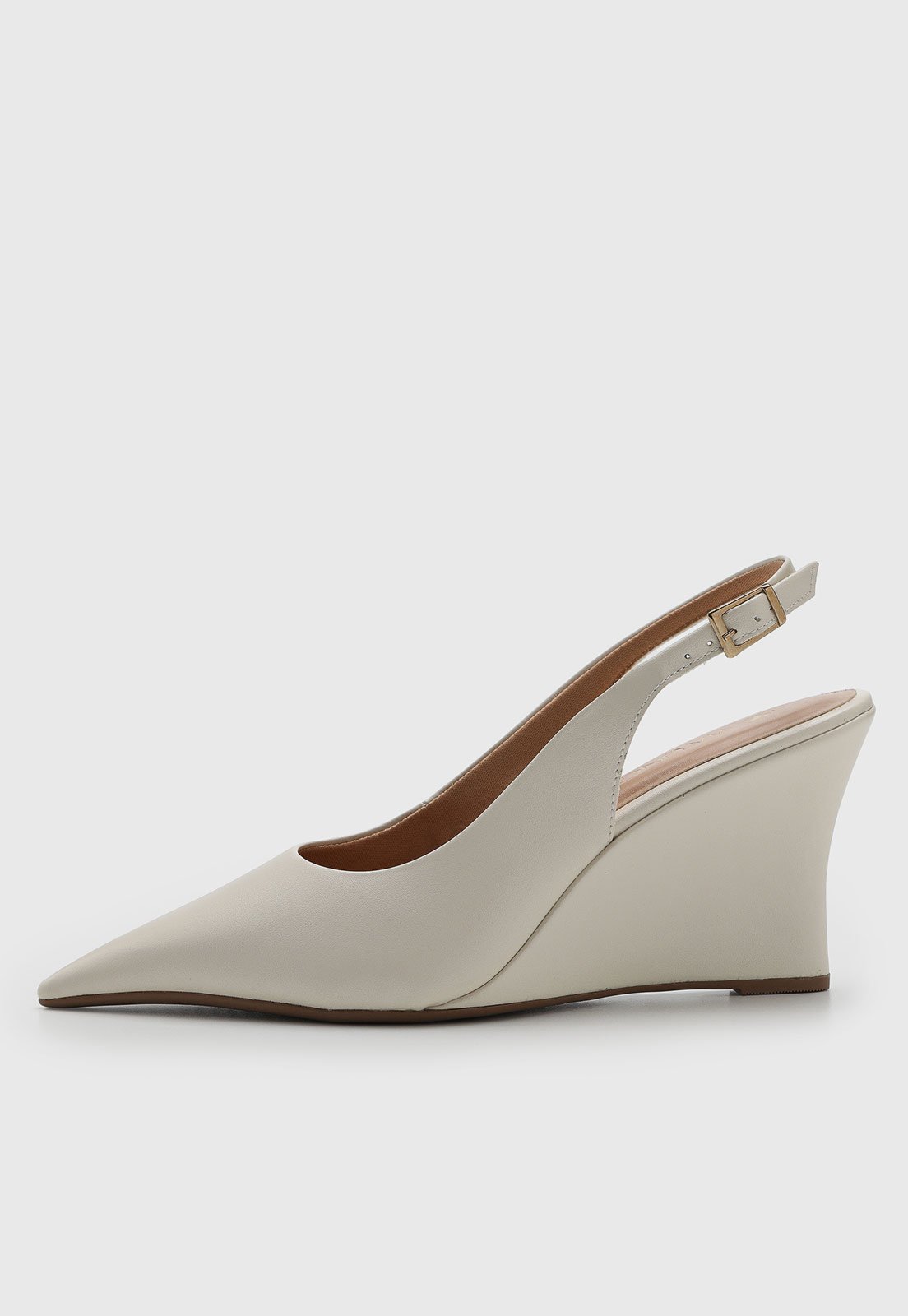 Scarpin Feminino VIA UNO Salto Anabela Off White