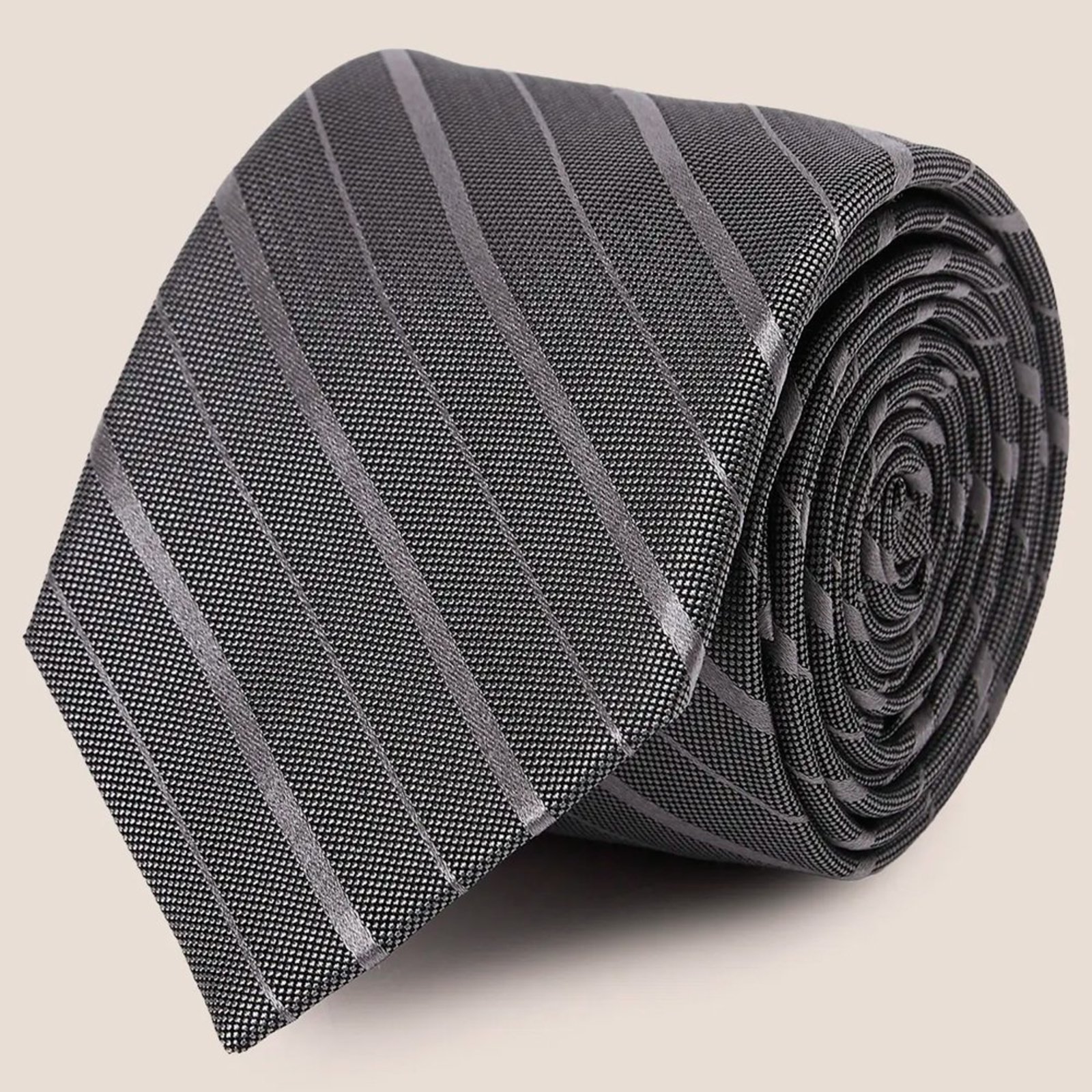 Gravata Seda Dudalina Maquinetada Pr27 Cinza Masculino