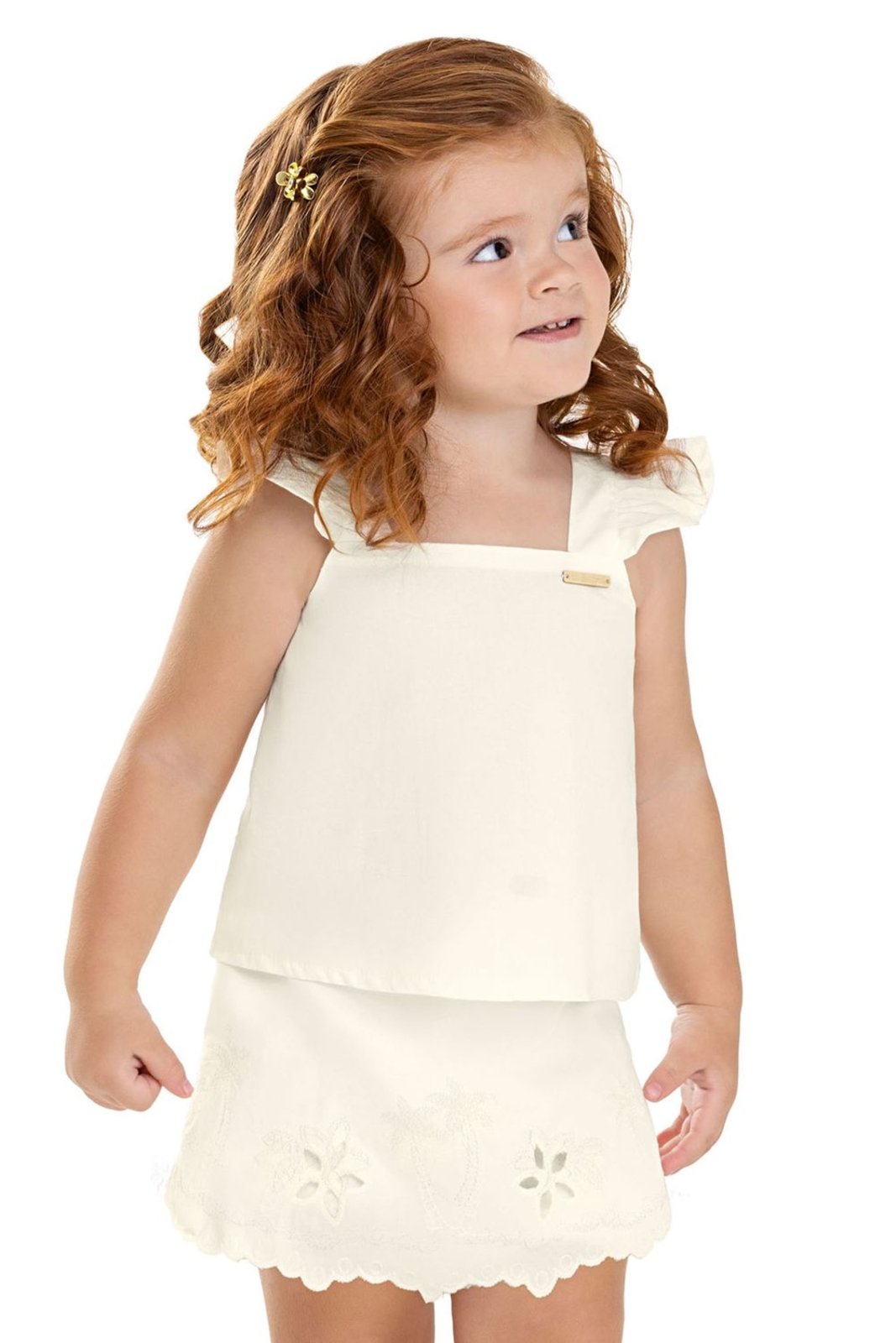 Vista 2 Infantil - Conjunto Menina Bordado Vazado Colorittá verde Colorittá verde