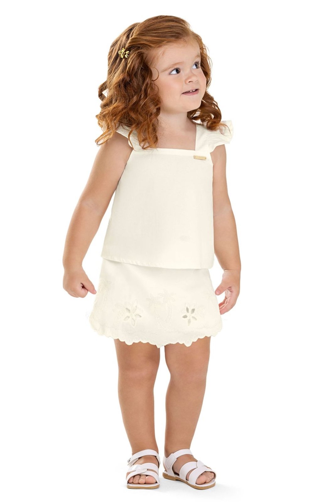 Vista 3 Infantil - Conjunto Menina Bordado Vazado Colorittá verde Colorittá verde