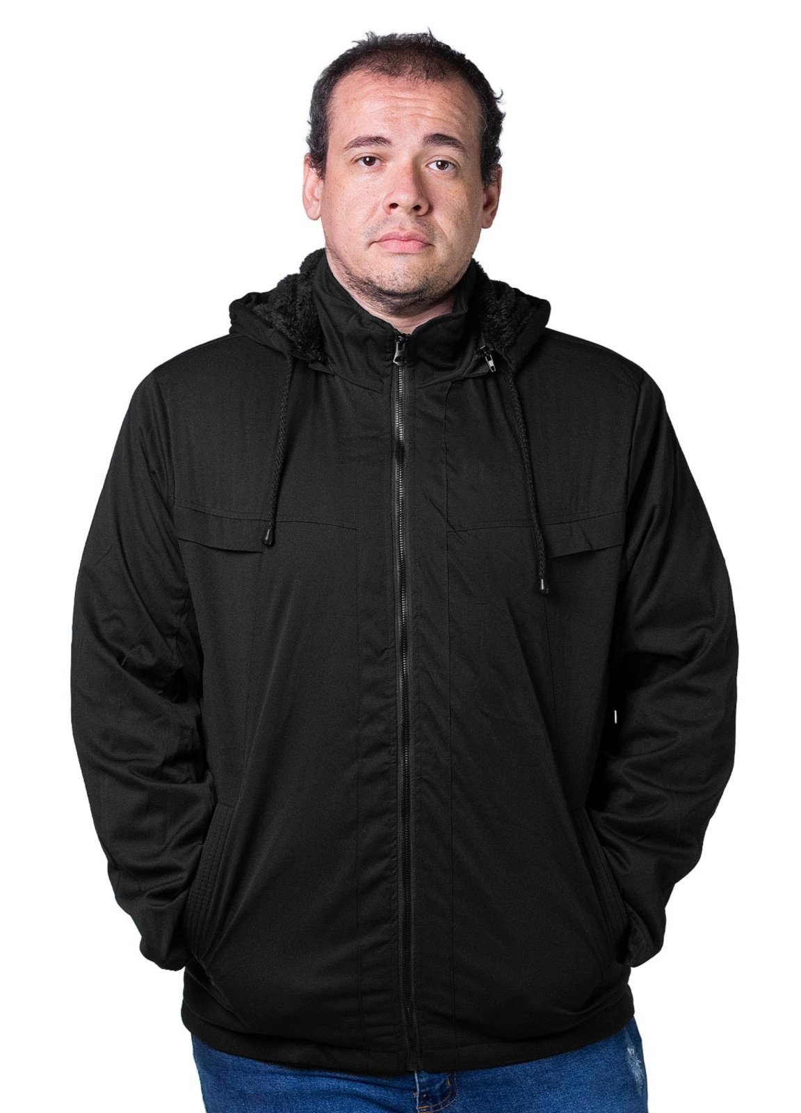Jaqueta Broken Rules Plus Size Sarja Masculina 518012 Preto