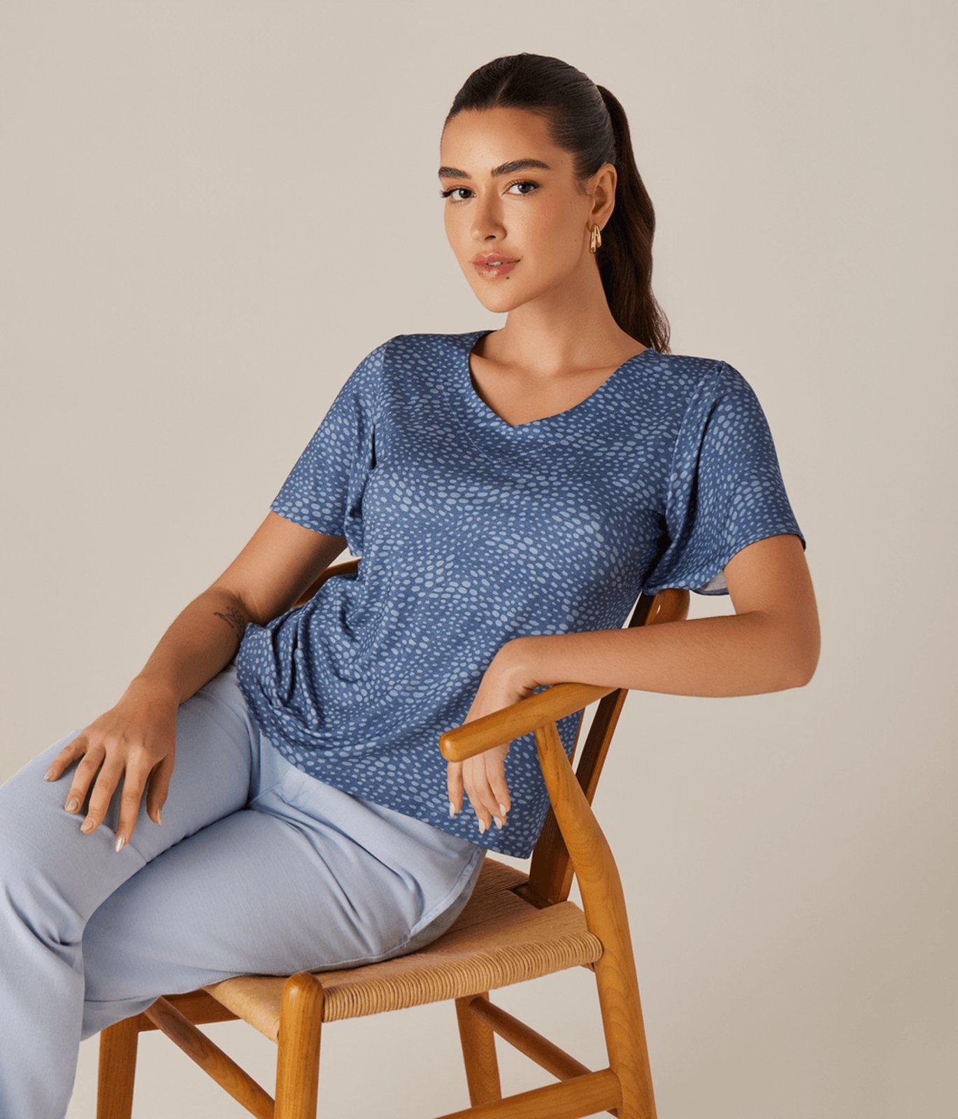 Blusa Malha Poa Indigo Feminina Estampa