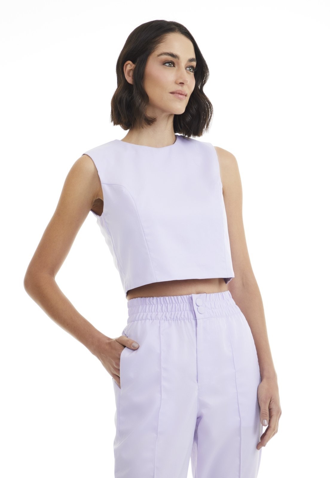 Vista 2 Blusa Regata Traymon Com Recortes Lilas Traymon lilás