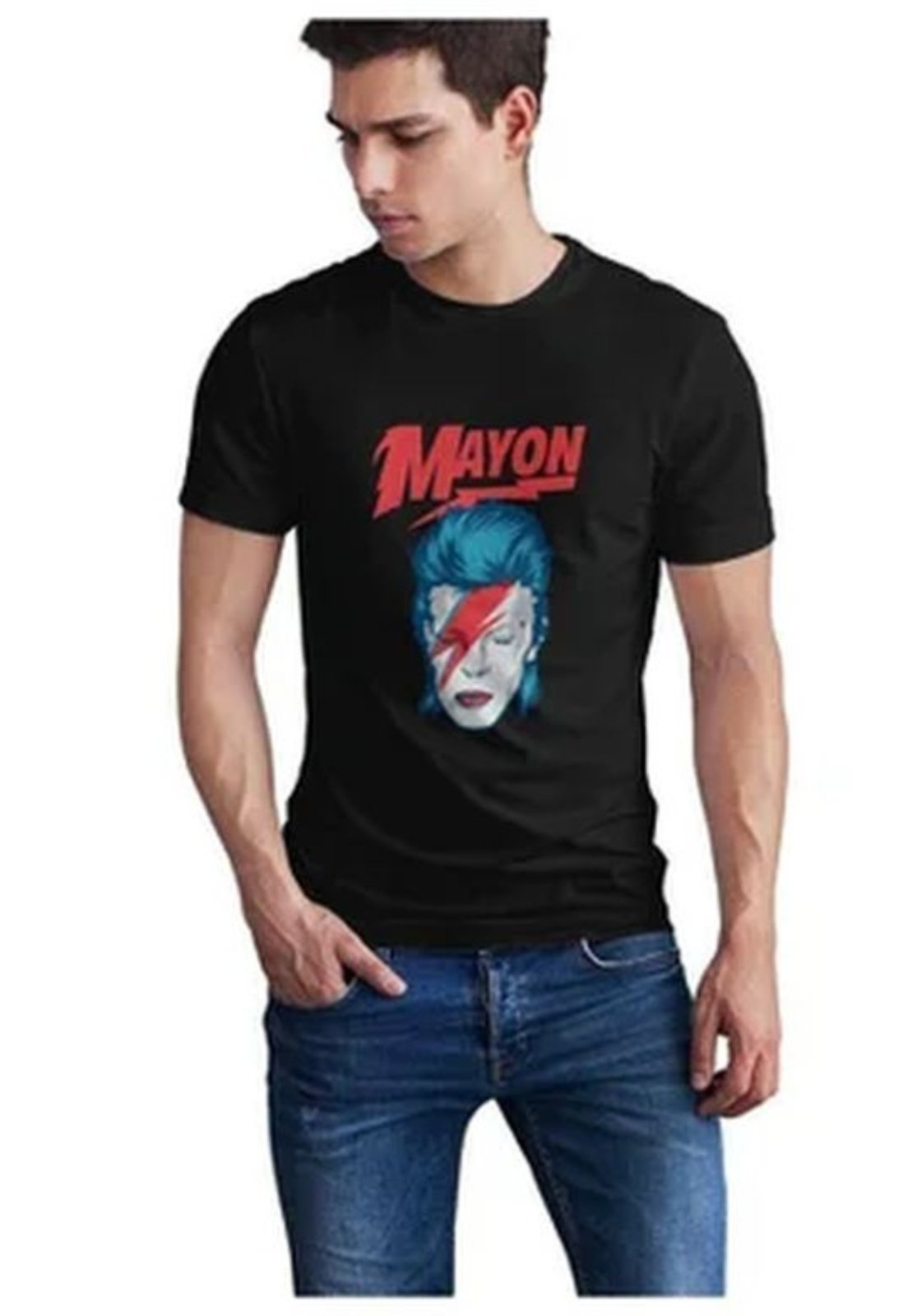 Camiseta Mayon David Bowie em Algodão Egípcio - Preto