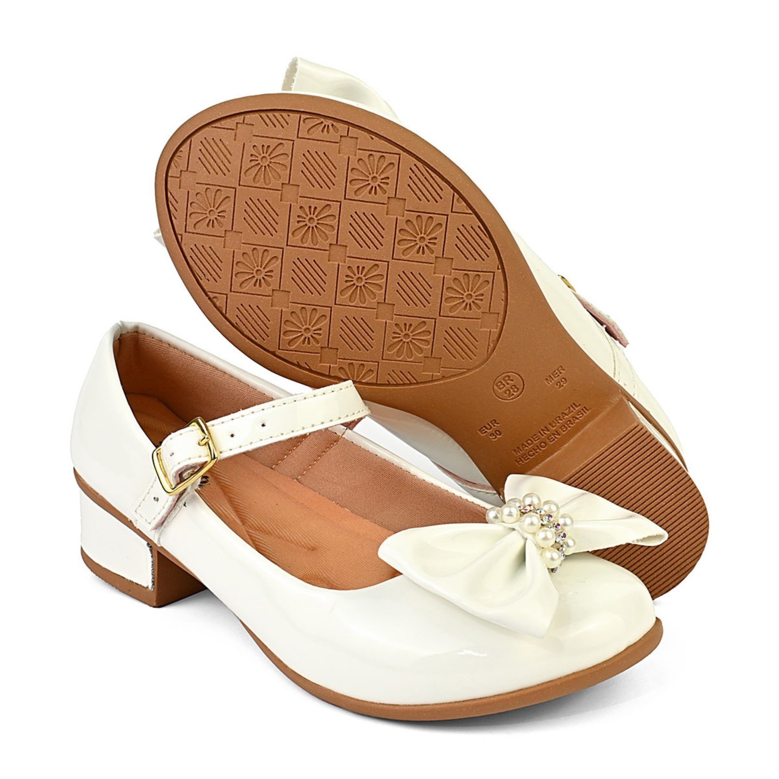Infantil - Sapatilha Com Salto De Menina Boneca Feminina 101 - BRANCO 503