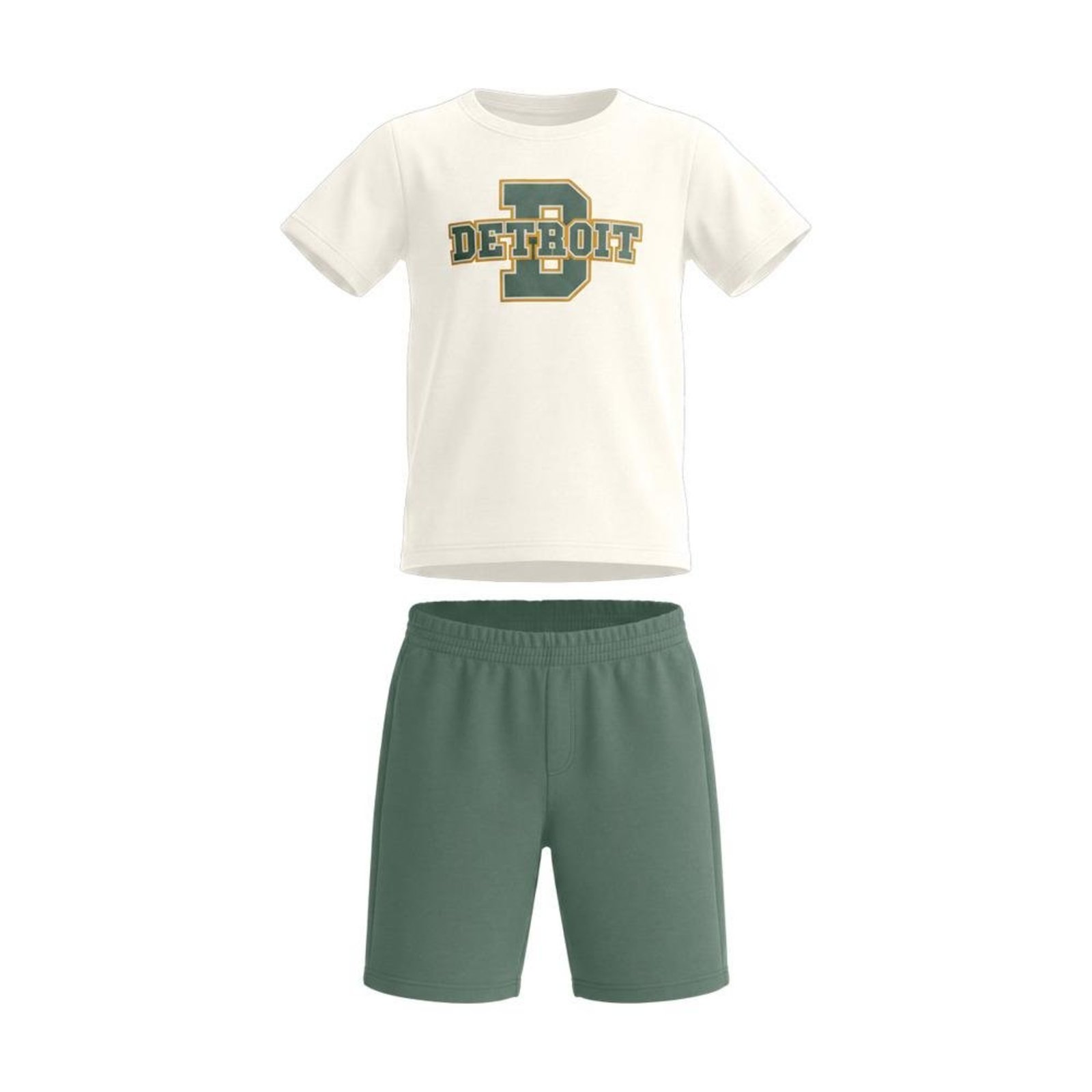 Infantil - Conjunto Camiseta Bermuda Brandili Off White Verde 10 Verde