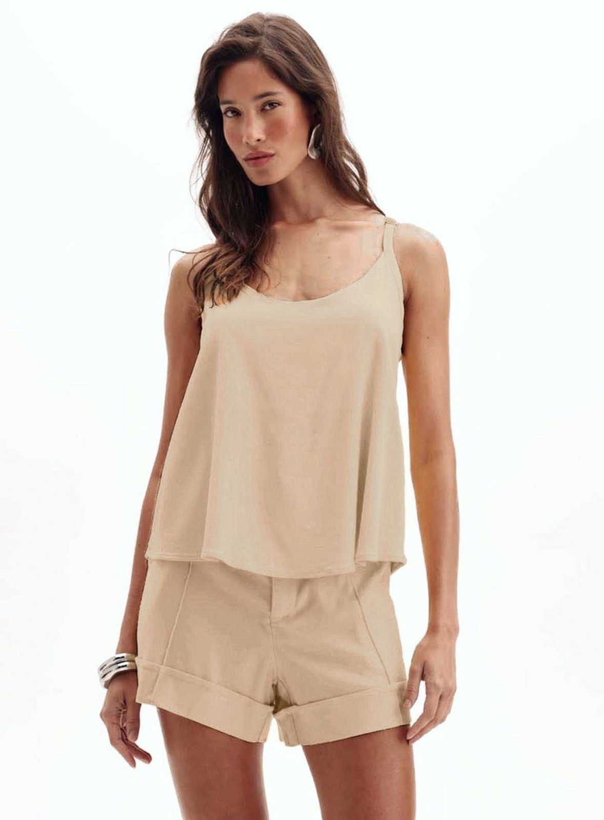 Blusa Comfort Alça com Regulagem Triton Bege Pilar