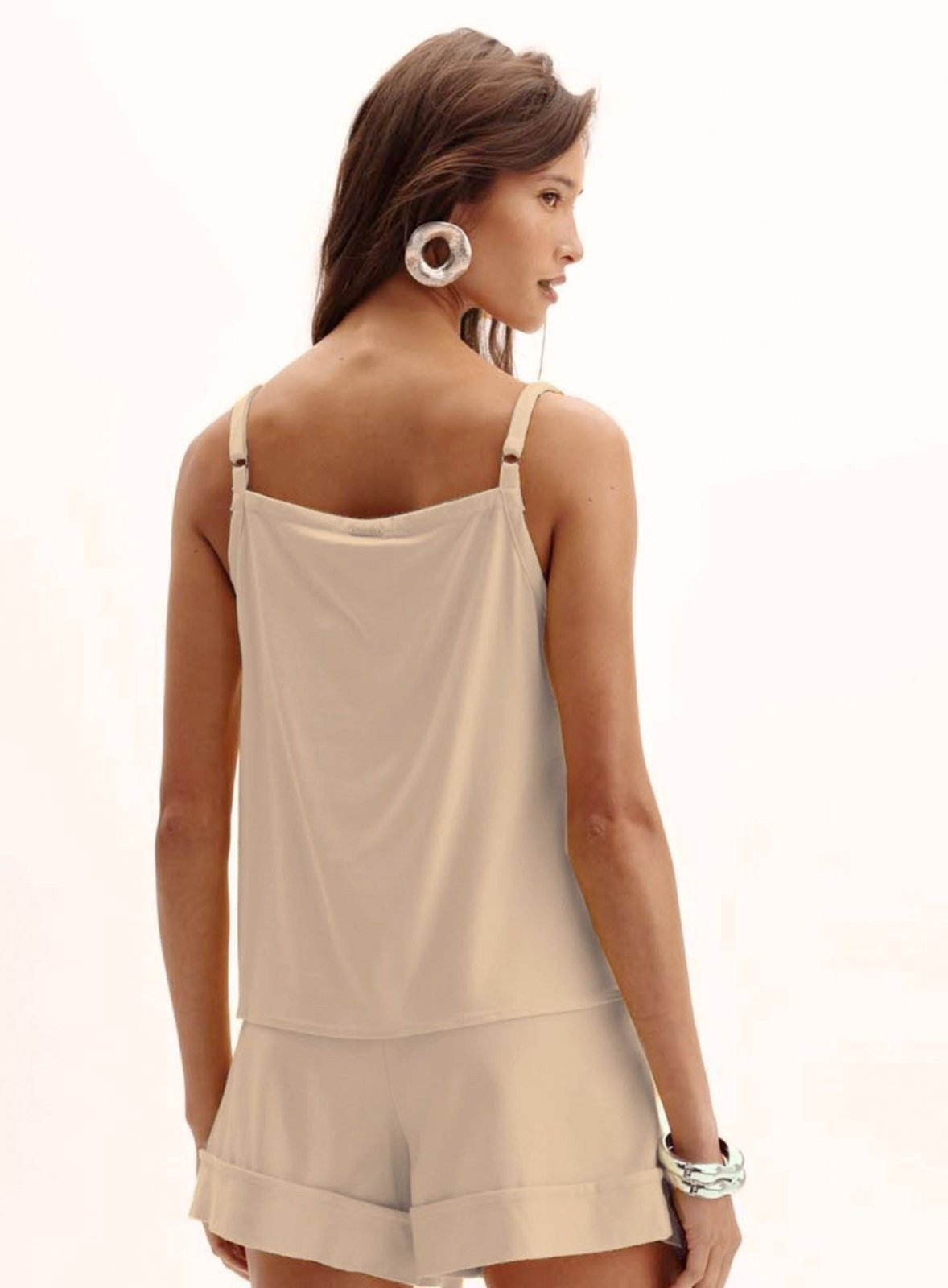 Vista 3 Blusa Comfort Alça com Regulagem Triton Pilar bege Triton bege