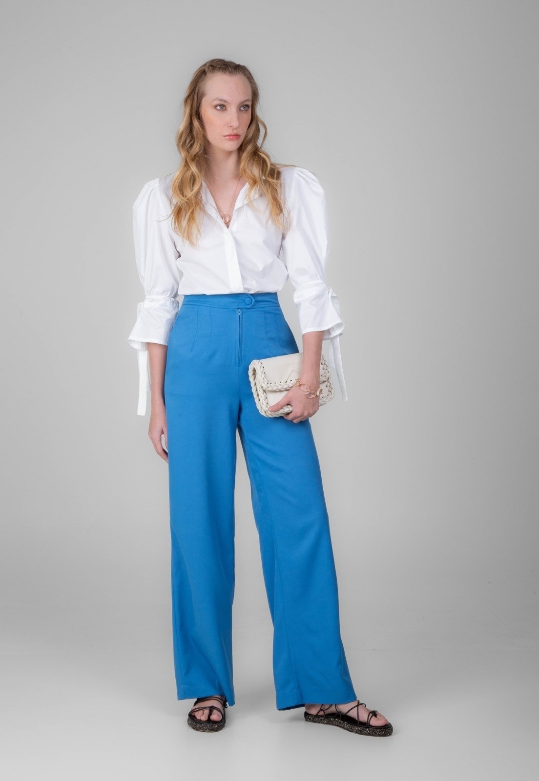 Calça Alfaiataria Traymon Pantalona Azul