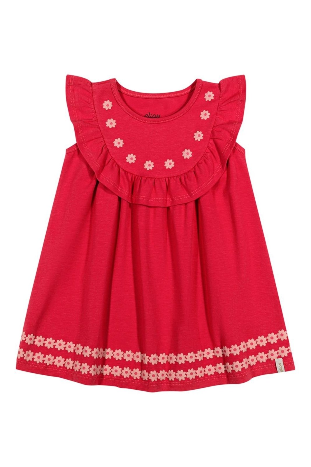 Infantil - Vestido Menina Babados Floral em Puff Elian Vermelho