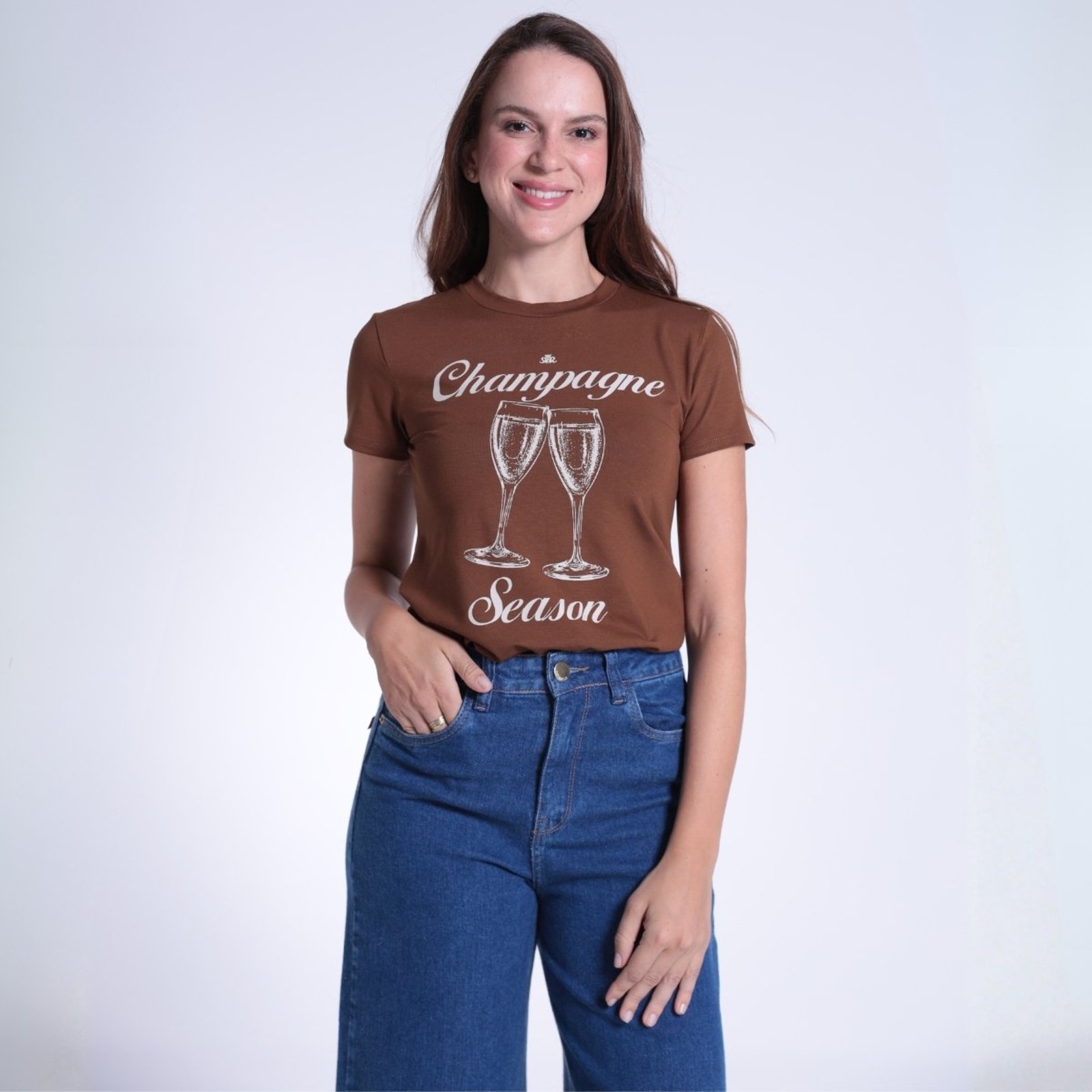 Camiseta Estampada Feminina Revanche Rafaela Champagne Season