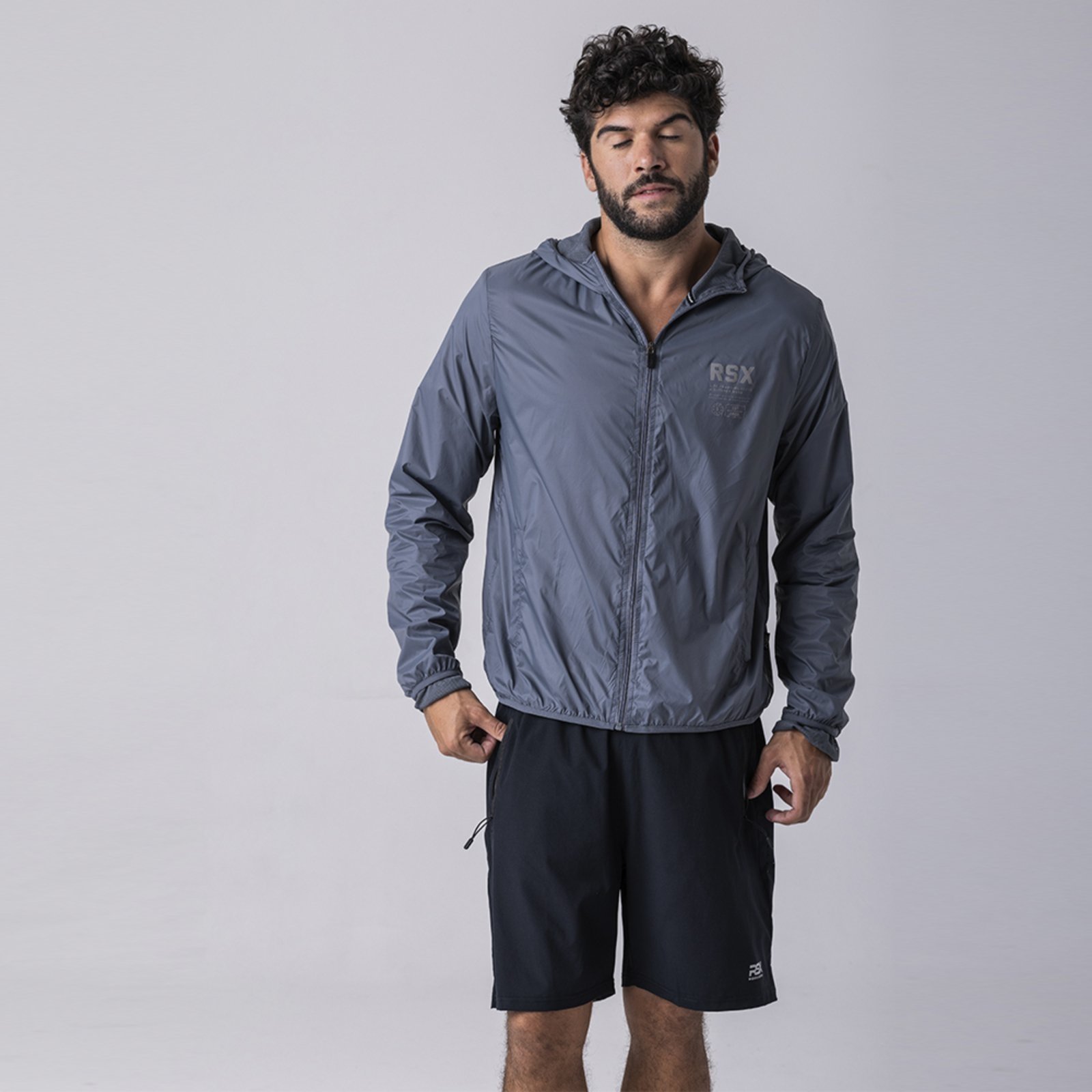 Jaqueta Windbreaker Masculina Rock e Soda Chumbo