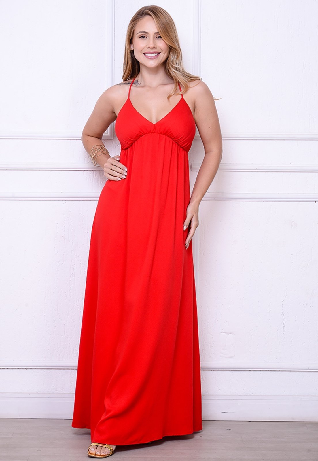 Vestido Maria – Longo com Decote nas Costas Vermelho