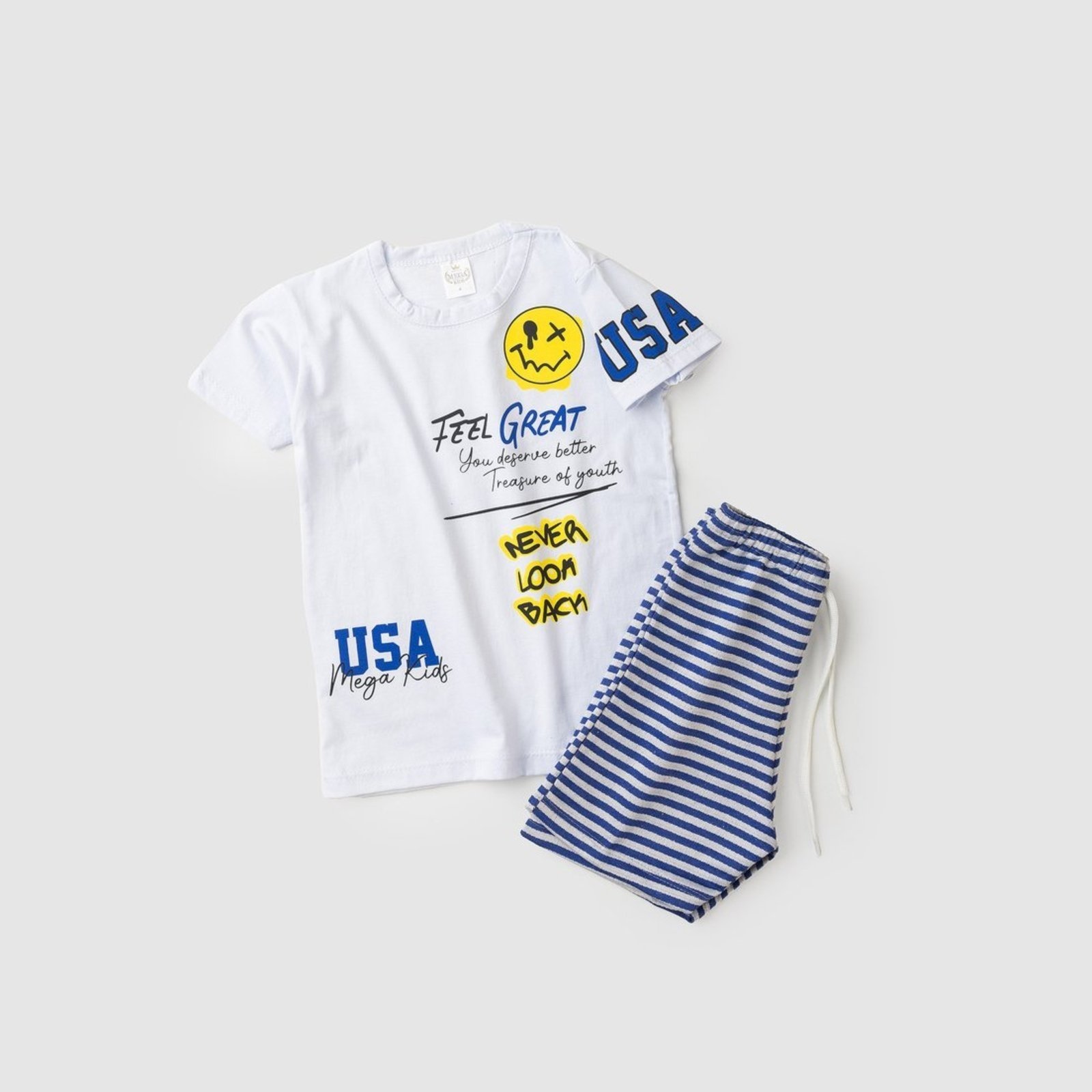 Vista 3 Infantil - Conjunto Verão Masculino Feel Great - Branco Mega Kids unico Mega Kids unico