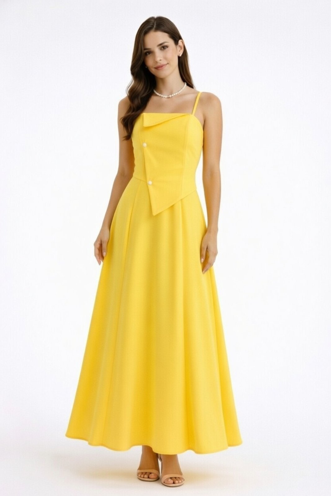 Vestido Longo D Bell Outlet Fashion Alcinha Transpassado Amarelo