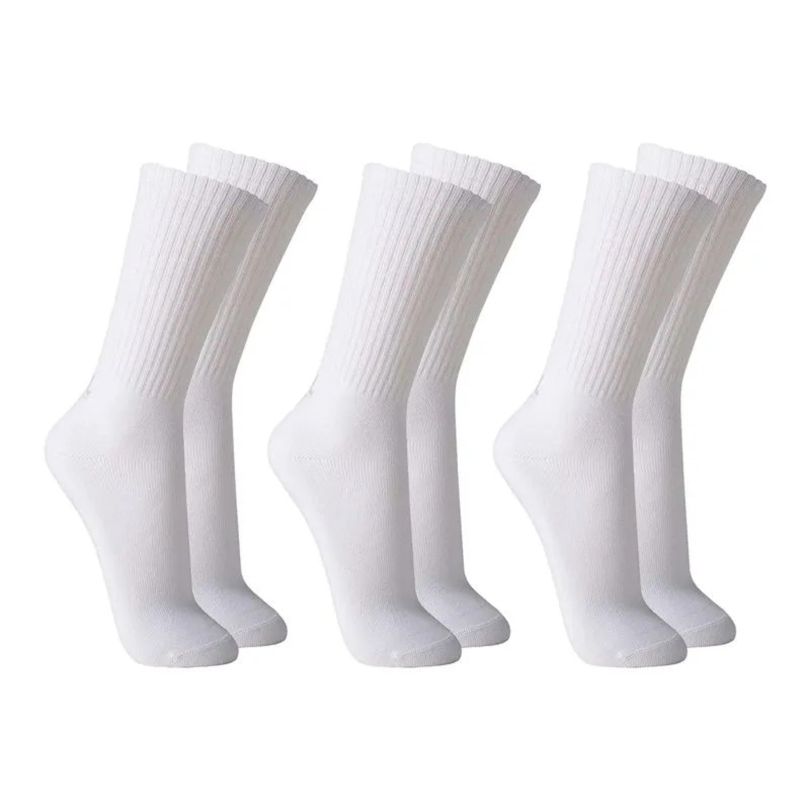 Vista 2 Kit 3 Meias Lupo Am Sport Cano Alto branco Lupo branco