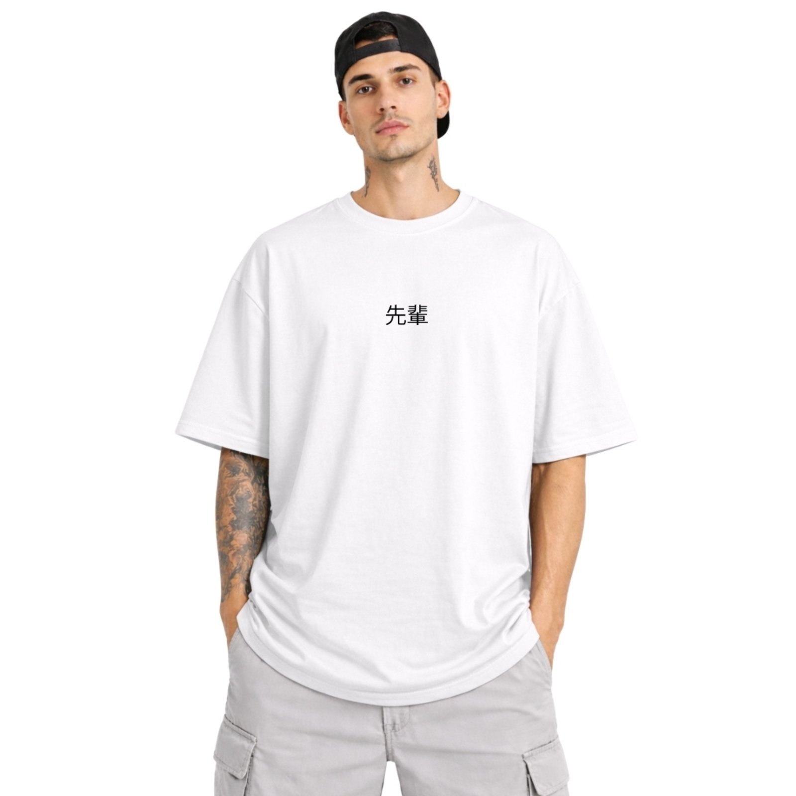 Camiseta Oversized de Algodão Masculina Ideal para Academia e Esportes Gola Redonda Estampado