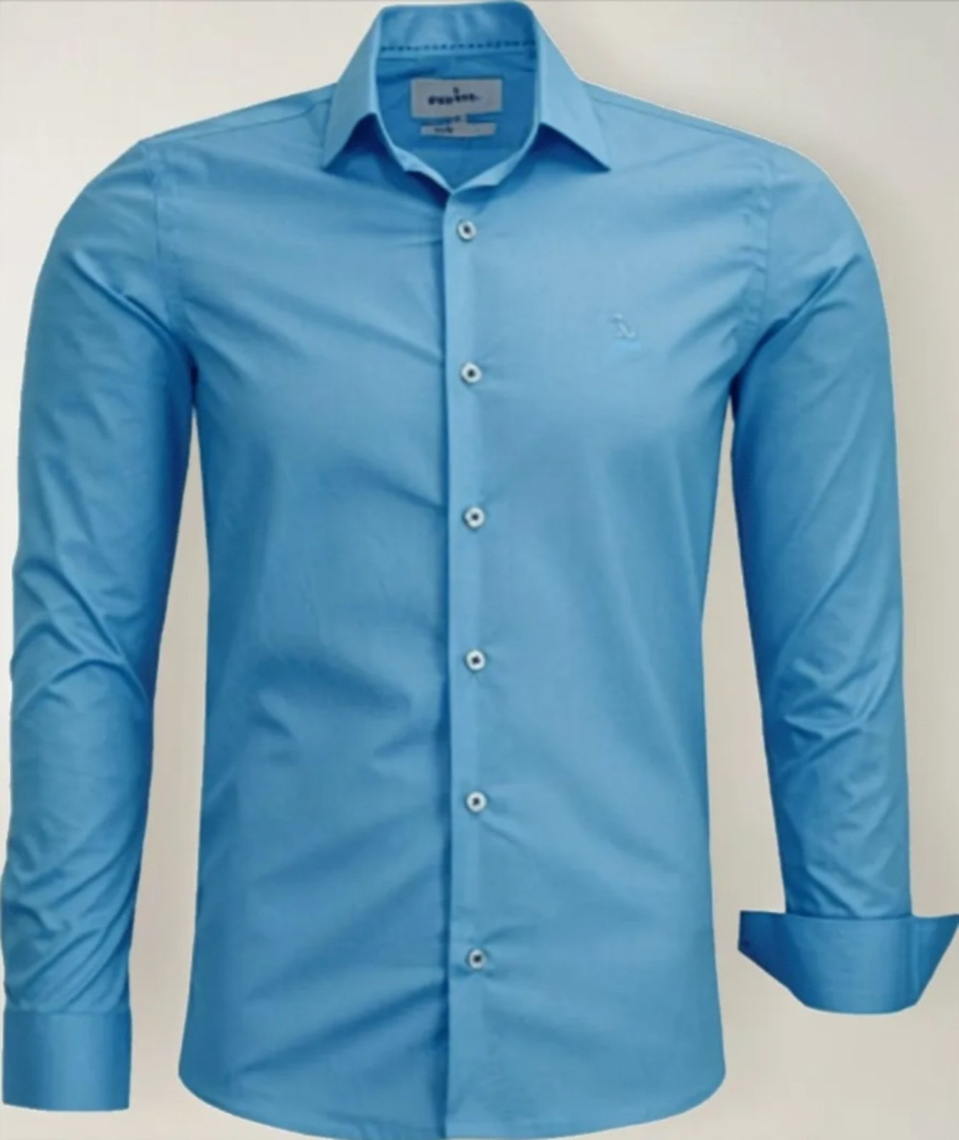 Camisa Social Amil Slim Cinema Algodão Manga Longa Luxo Azul médio