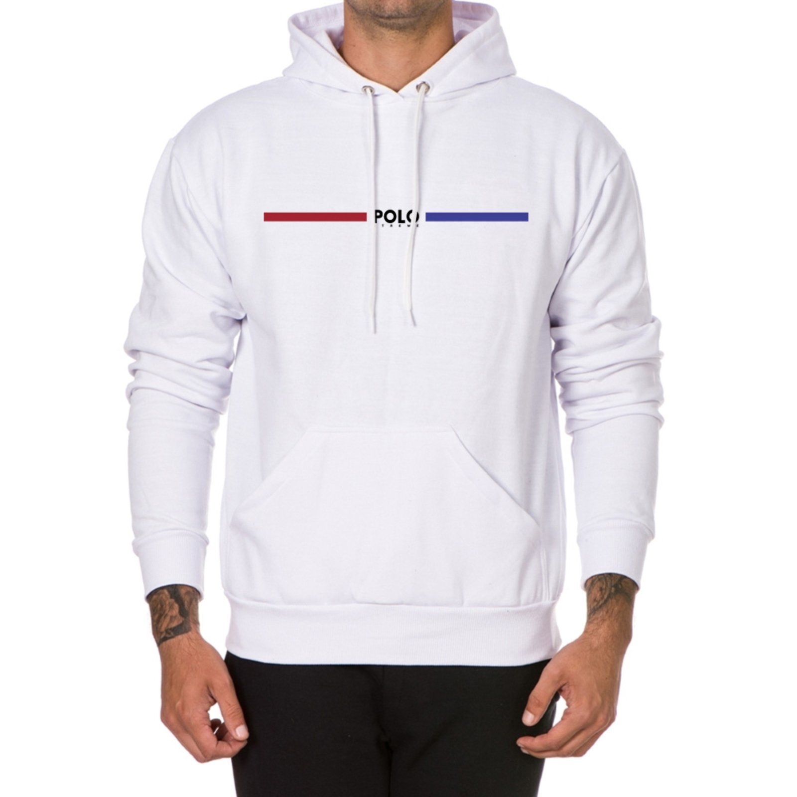 Blusa de Frio Moletom Inverno Com Capuz Unissex Branco