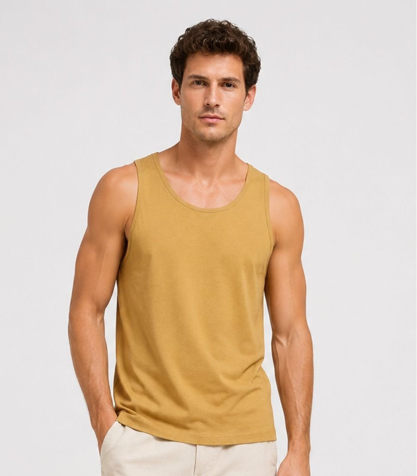 Regata Meia Malha Básica Masculina Kohmar Marrom