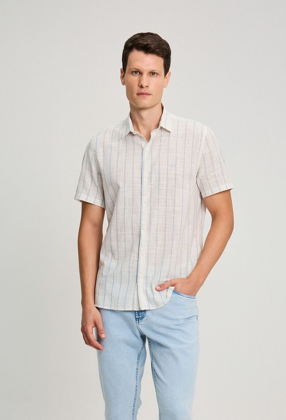 CAMISA DOCTHOS SLIM MANGA CURTA LISTRADA CAMISA DOCTHOS SLIM MANGA CURTA LISTRADA 012 AZUL GG