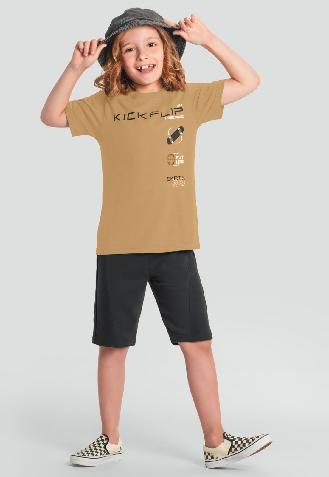 Infantil – Conjunto 2pçs Manga Curta Brandili Full Print Caramelo