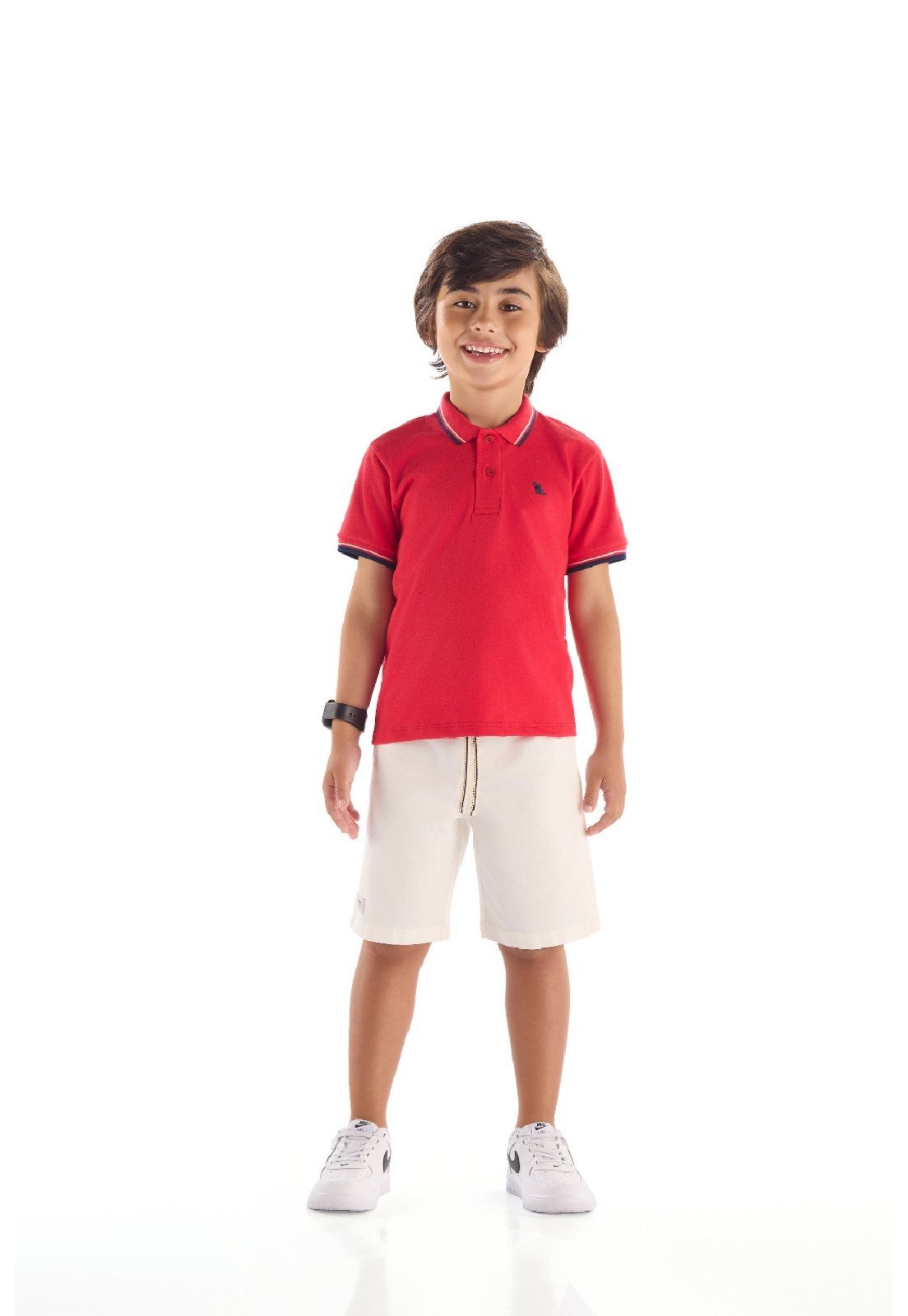 Vista 2 Infantil - Conjunto Camisa Polo Bermuda Quimby vermelho Quimby vermelho